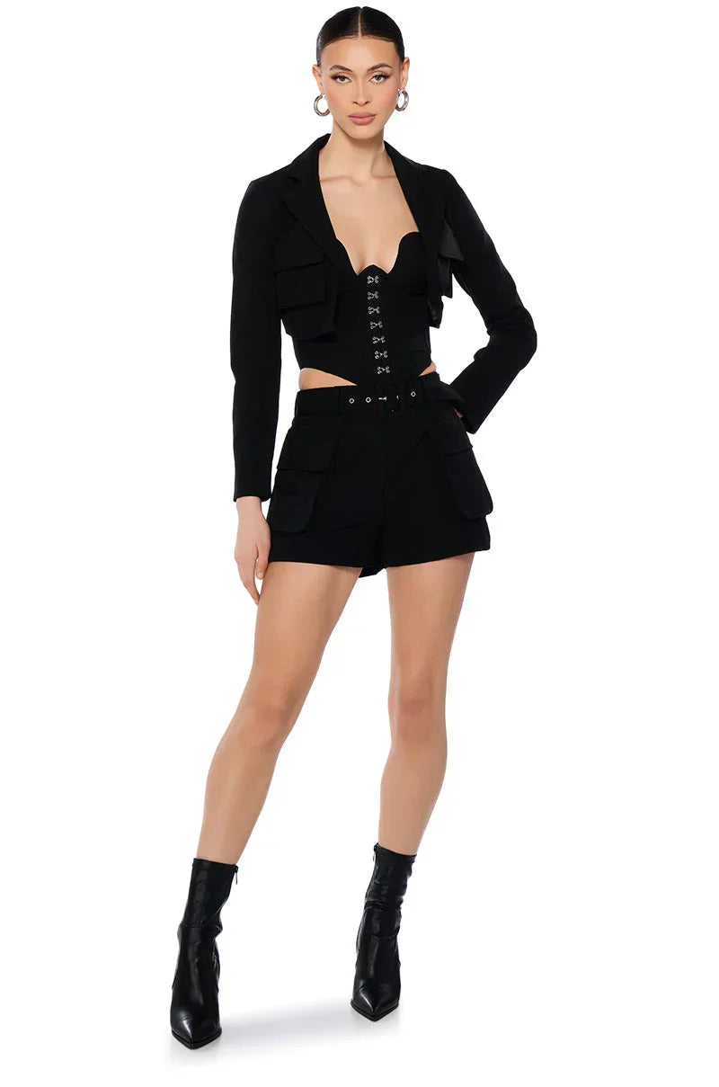Better Luck Crop Blazer In Black