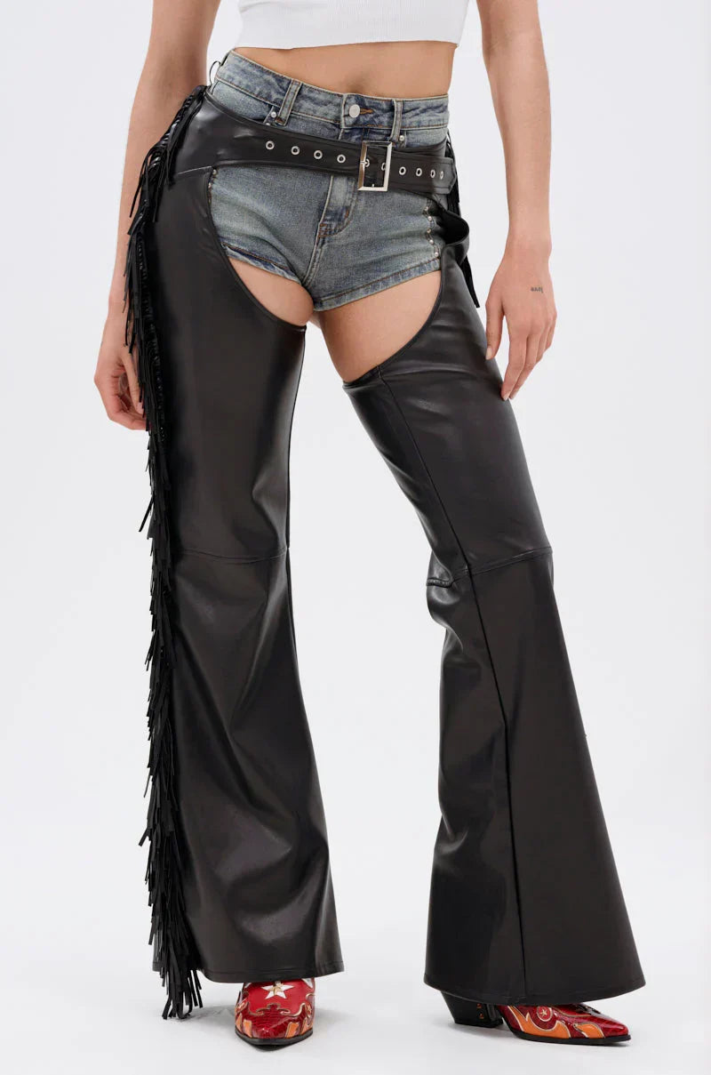 Rodeo Fringe Faux Leather Chaps