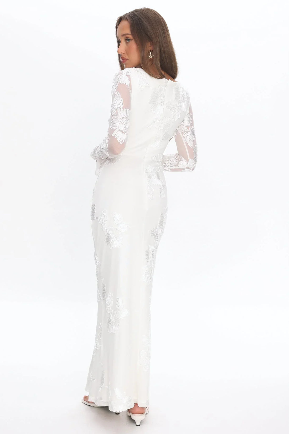 Helsi Long Sleeve Embellished Maxi Dress White