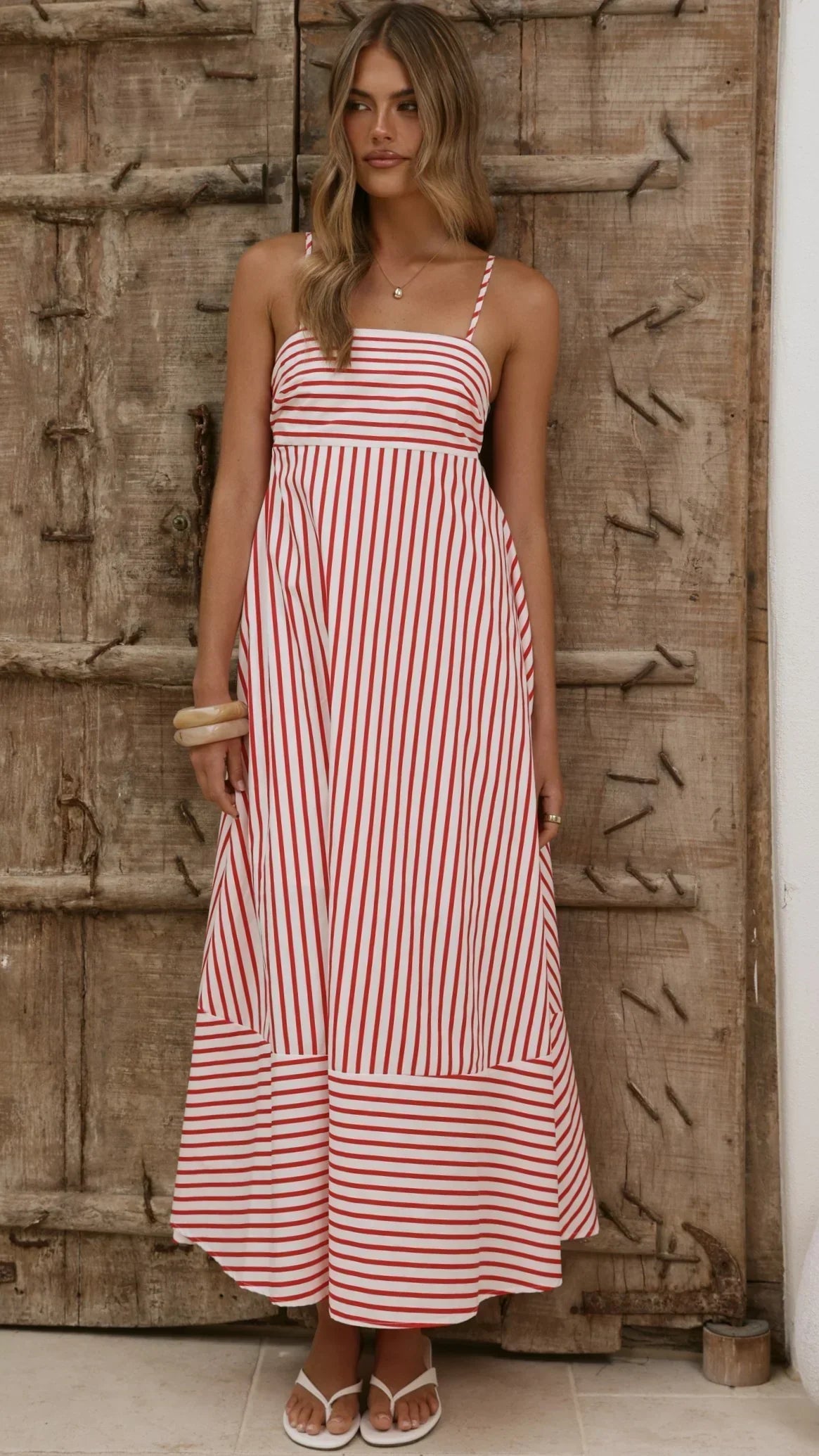 Marcel Maxi Dress - Red/White Stripe