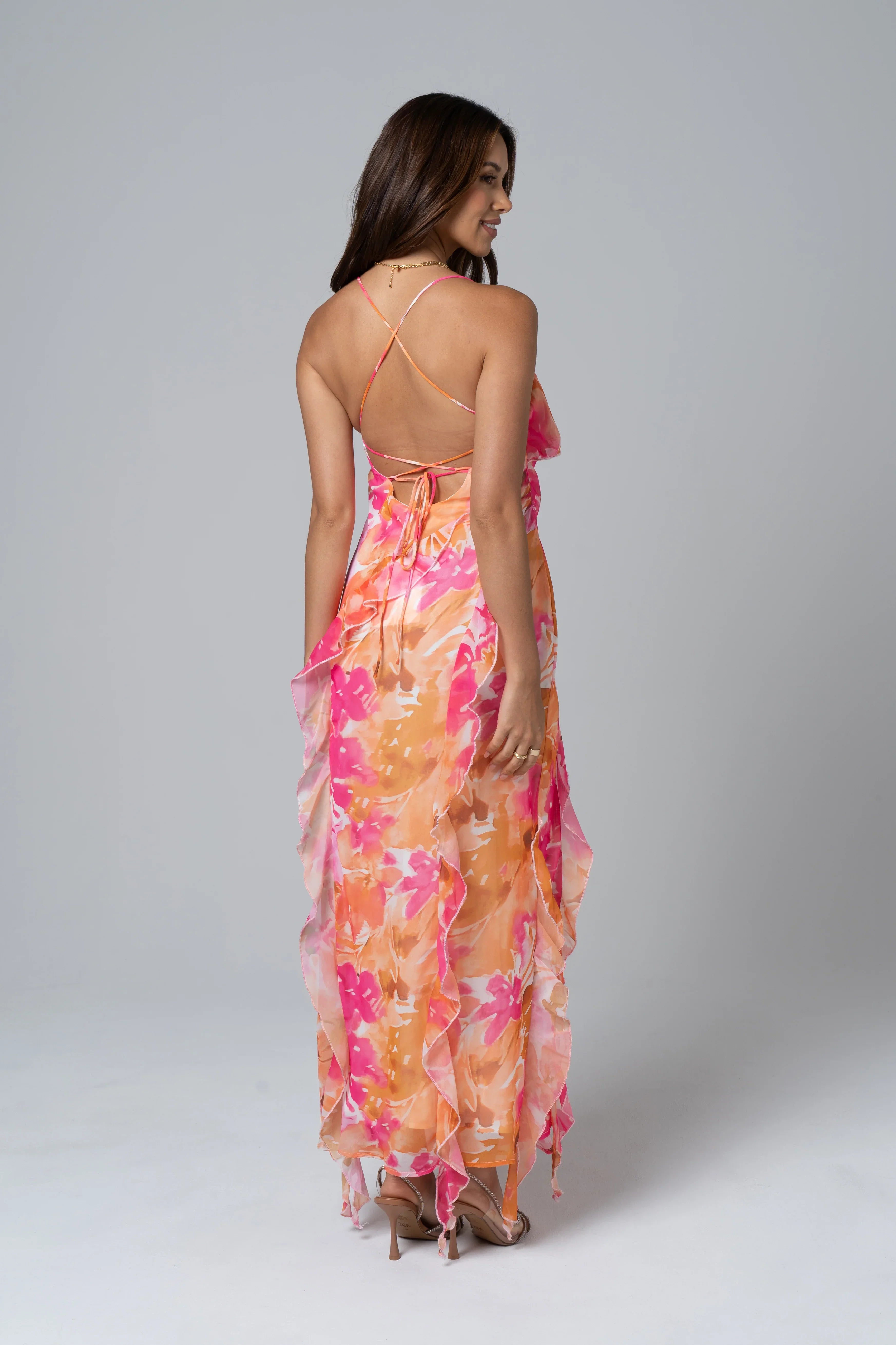 Charlene Criss Cross Back Maxi Dress