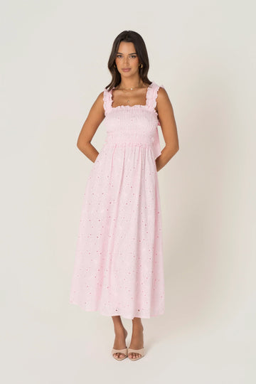 Kleo Pink Emroidered Maxi Dress