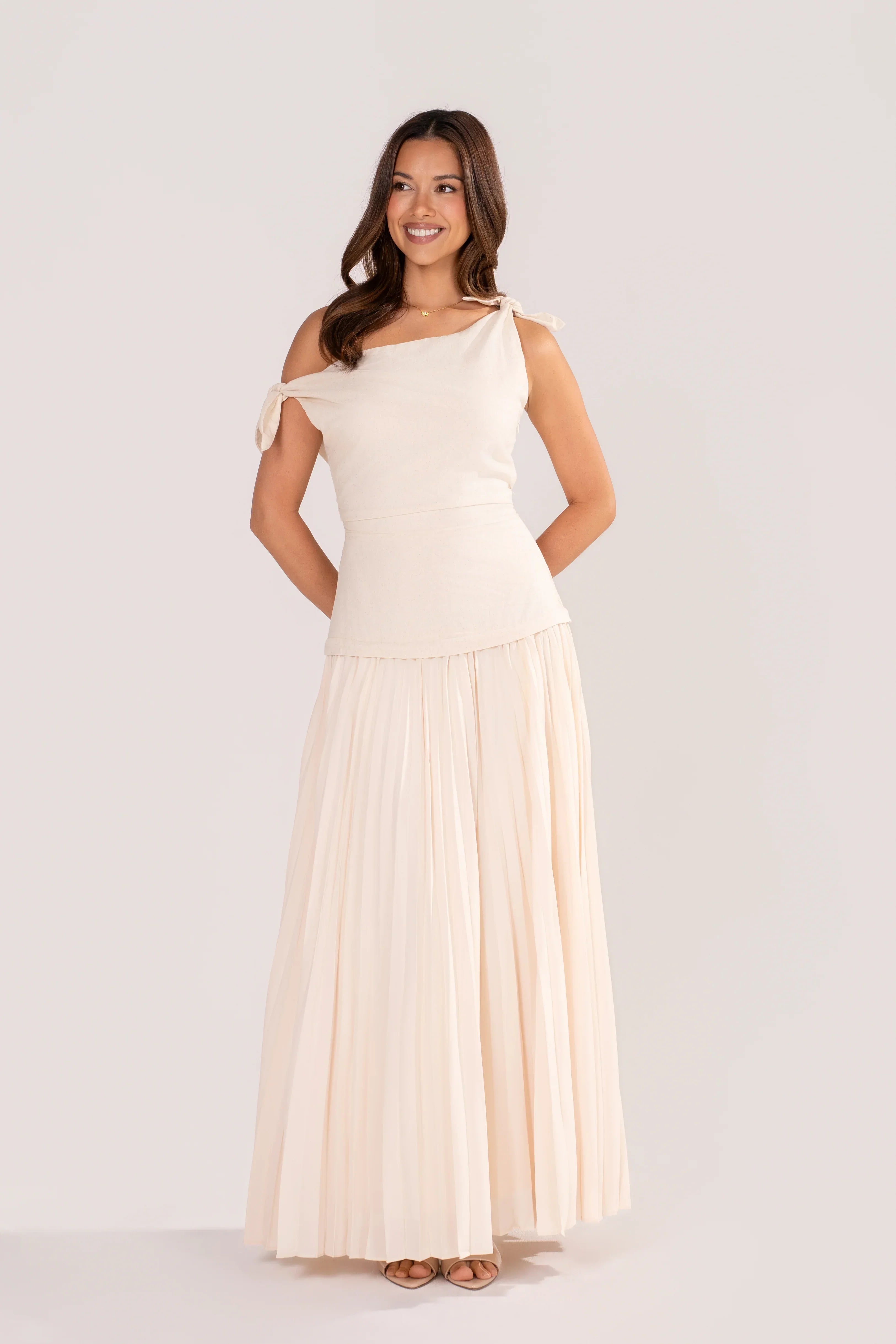 Ophelia Drop Shoulder Pleated Maxi Dress