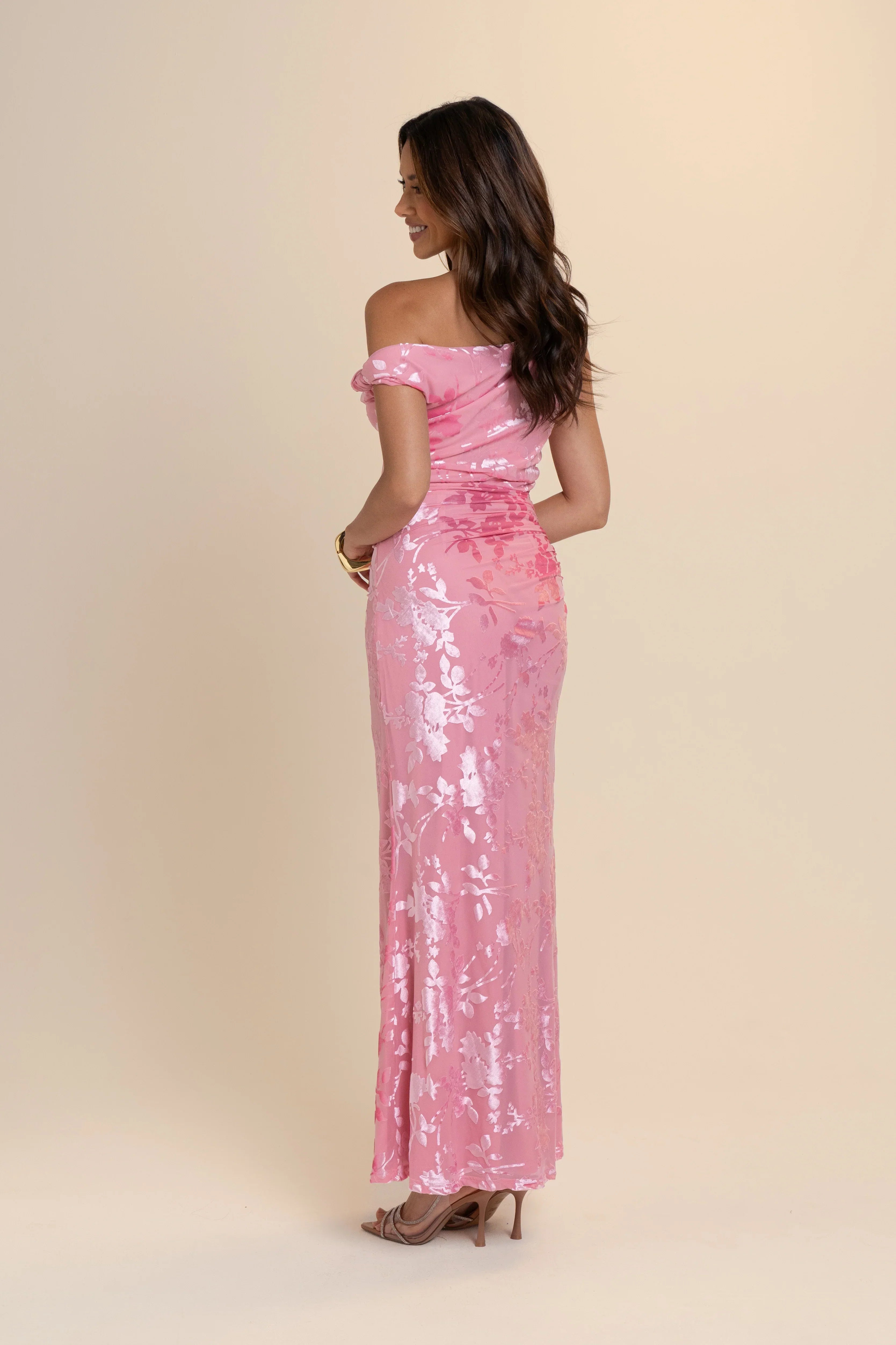 Lani Drop Shoulder Pink Maxi Dress