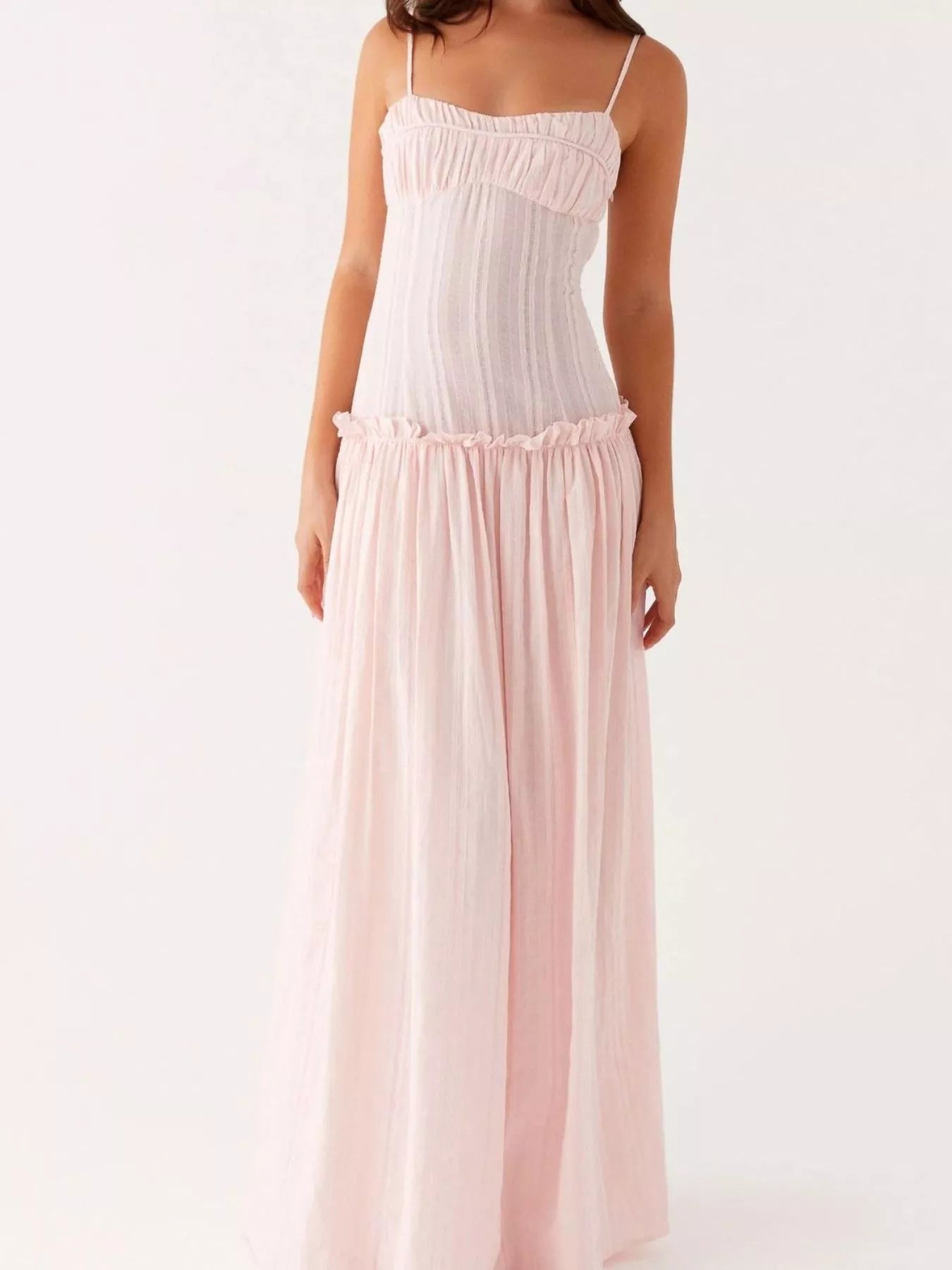 Frill Spaghetti Strap Maxi Dress