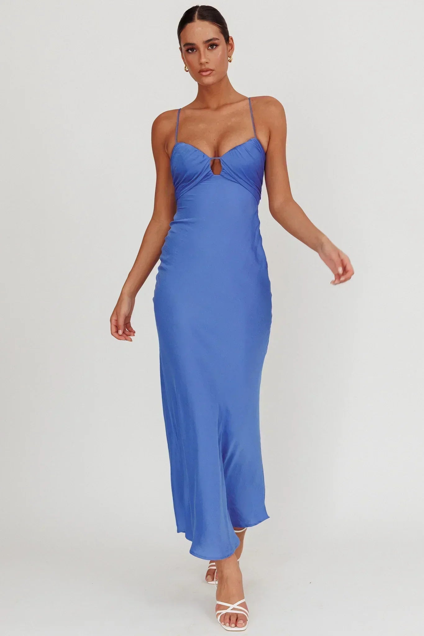 In A Daze Gathered Bust Maxi Dress Blue