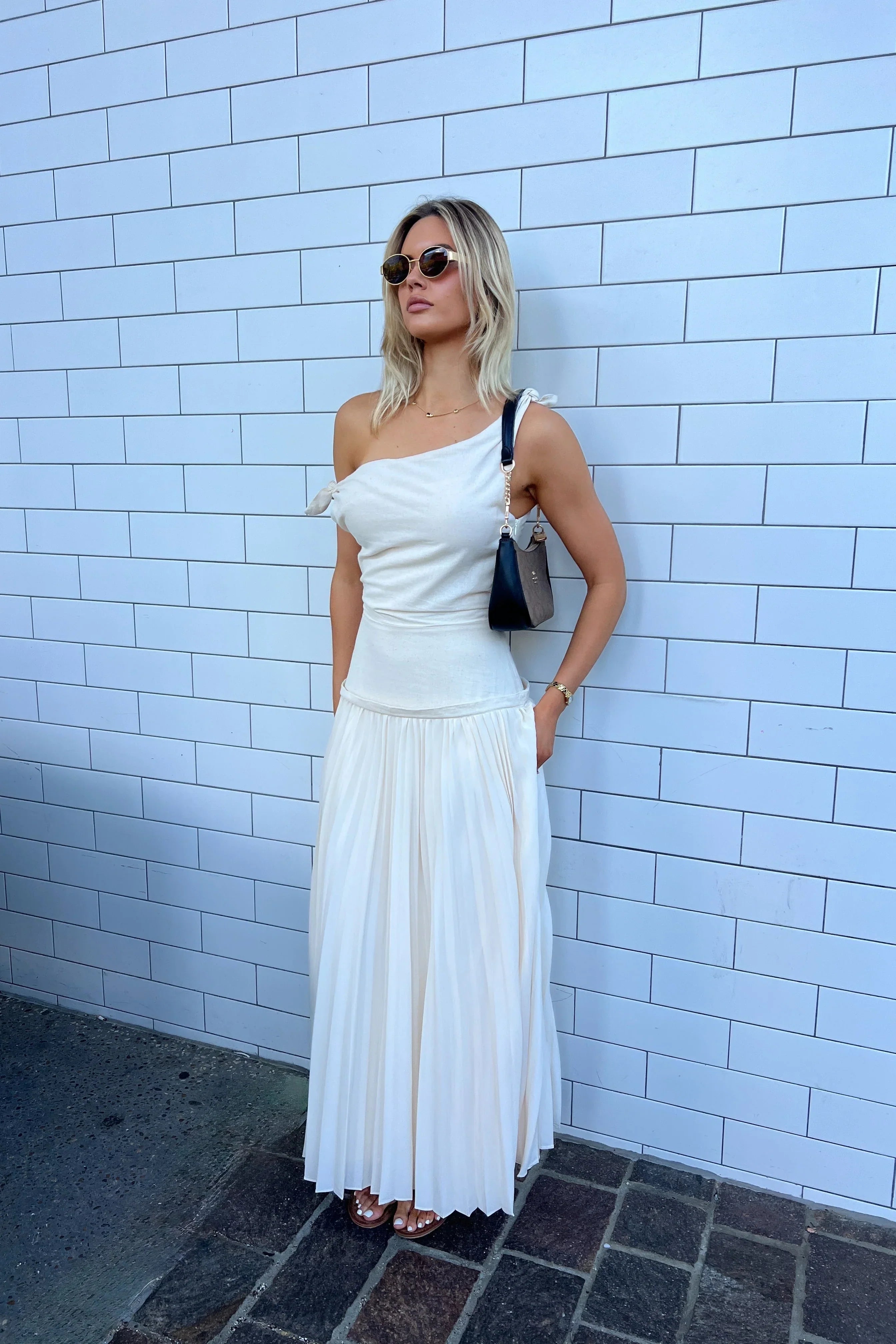 Ophelia Drop Shoulder Pleated Maxi Dress