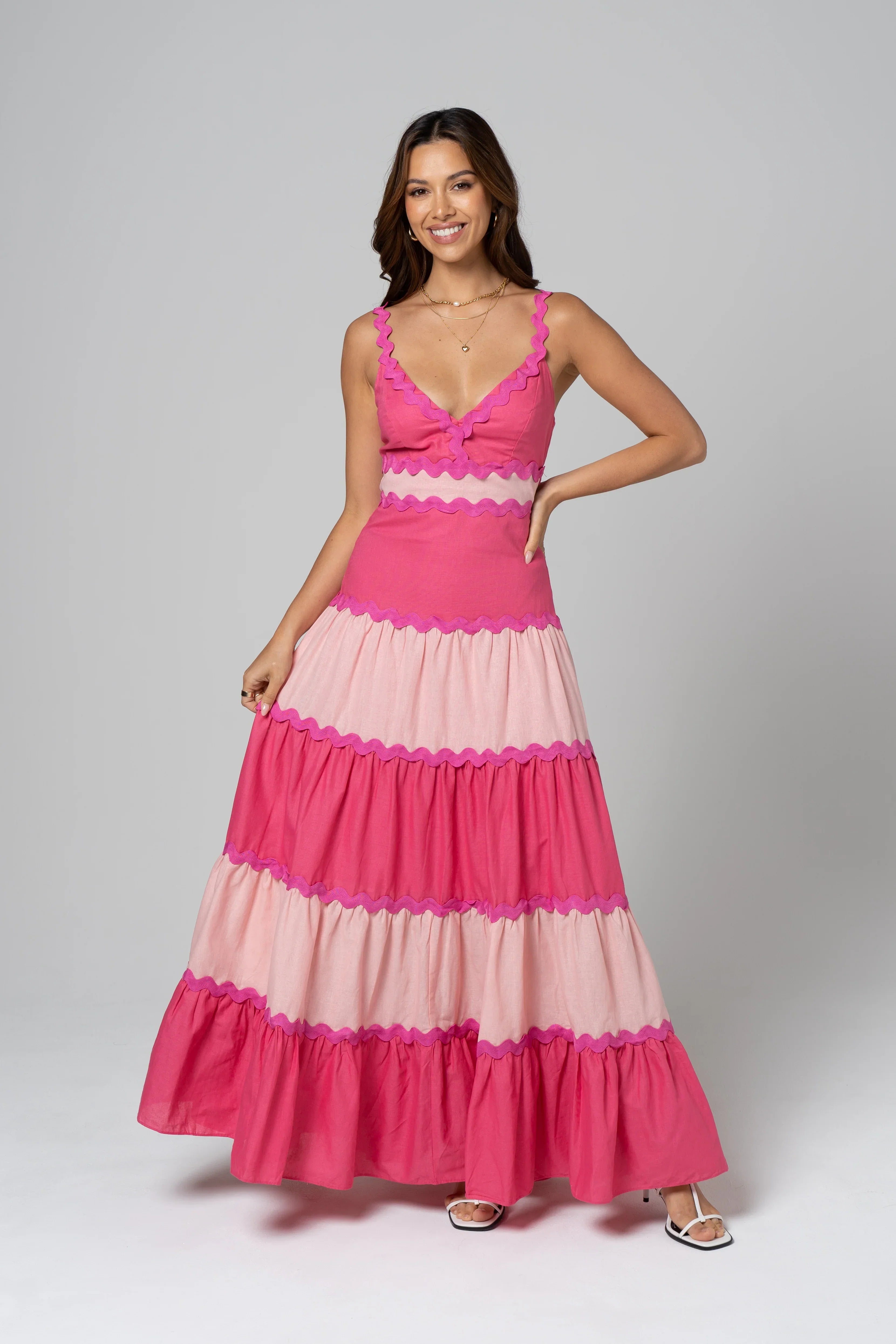 Darla Pink Ric Rac Maxi Dress