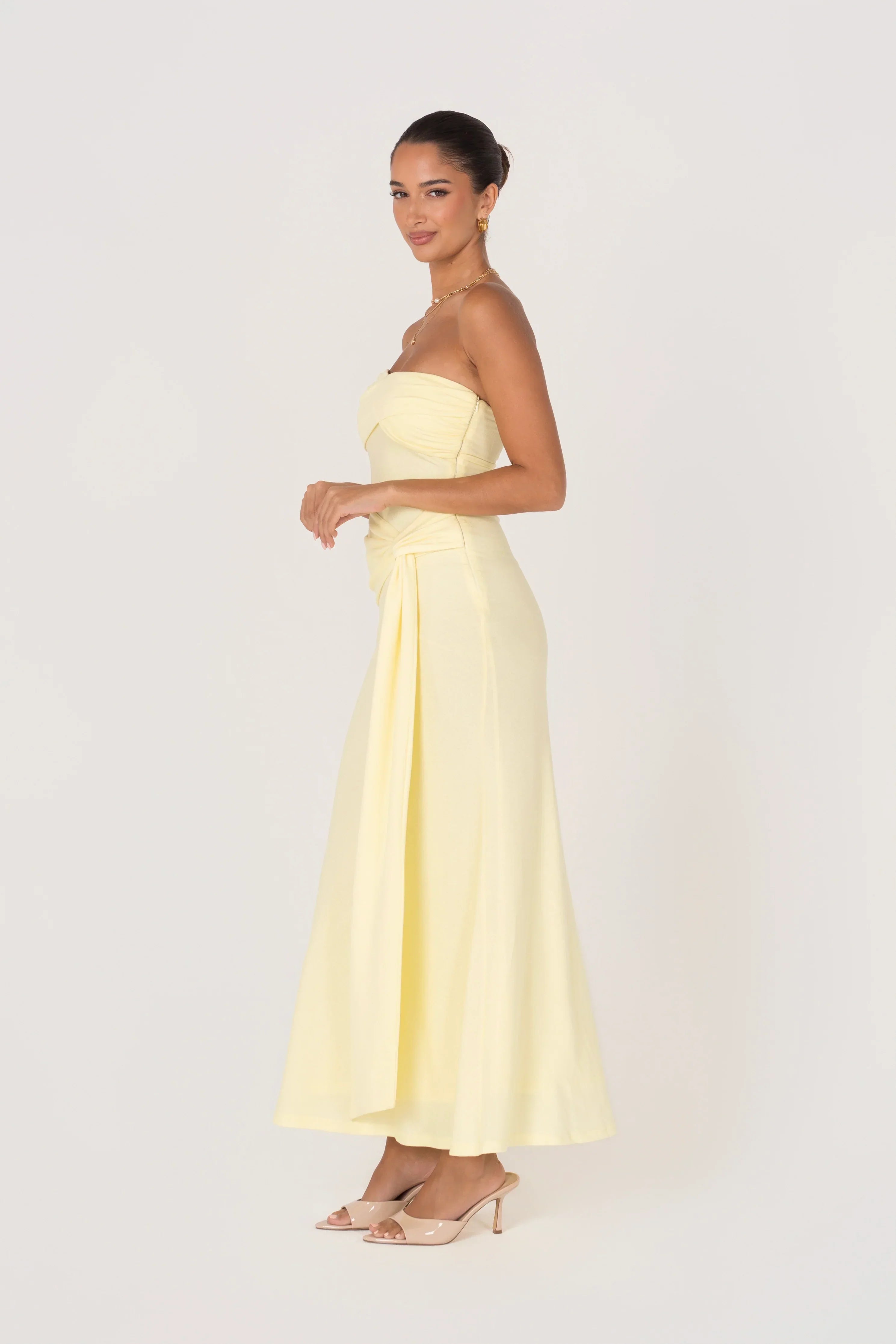 Sorelle Strapless Maxi Dress With Drape Detail