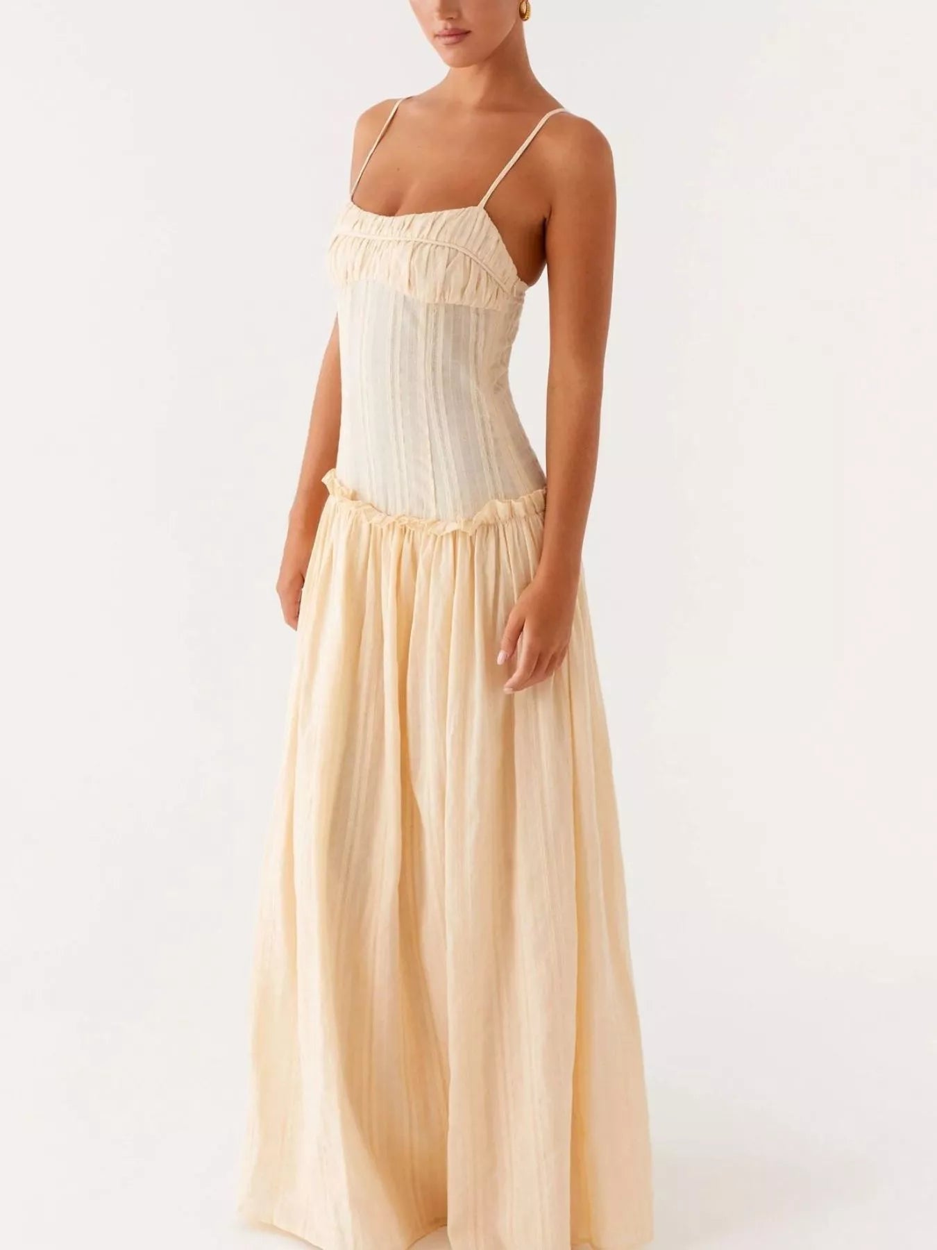 Frill Spaghetti Strap Maxi Dress