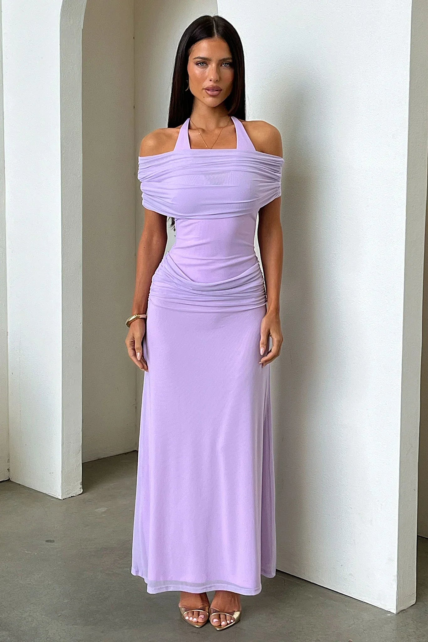 Ellie Halter Neck Maxi Dress - Purple