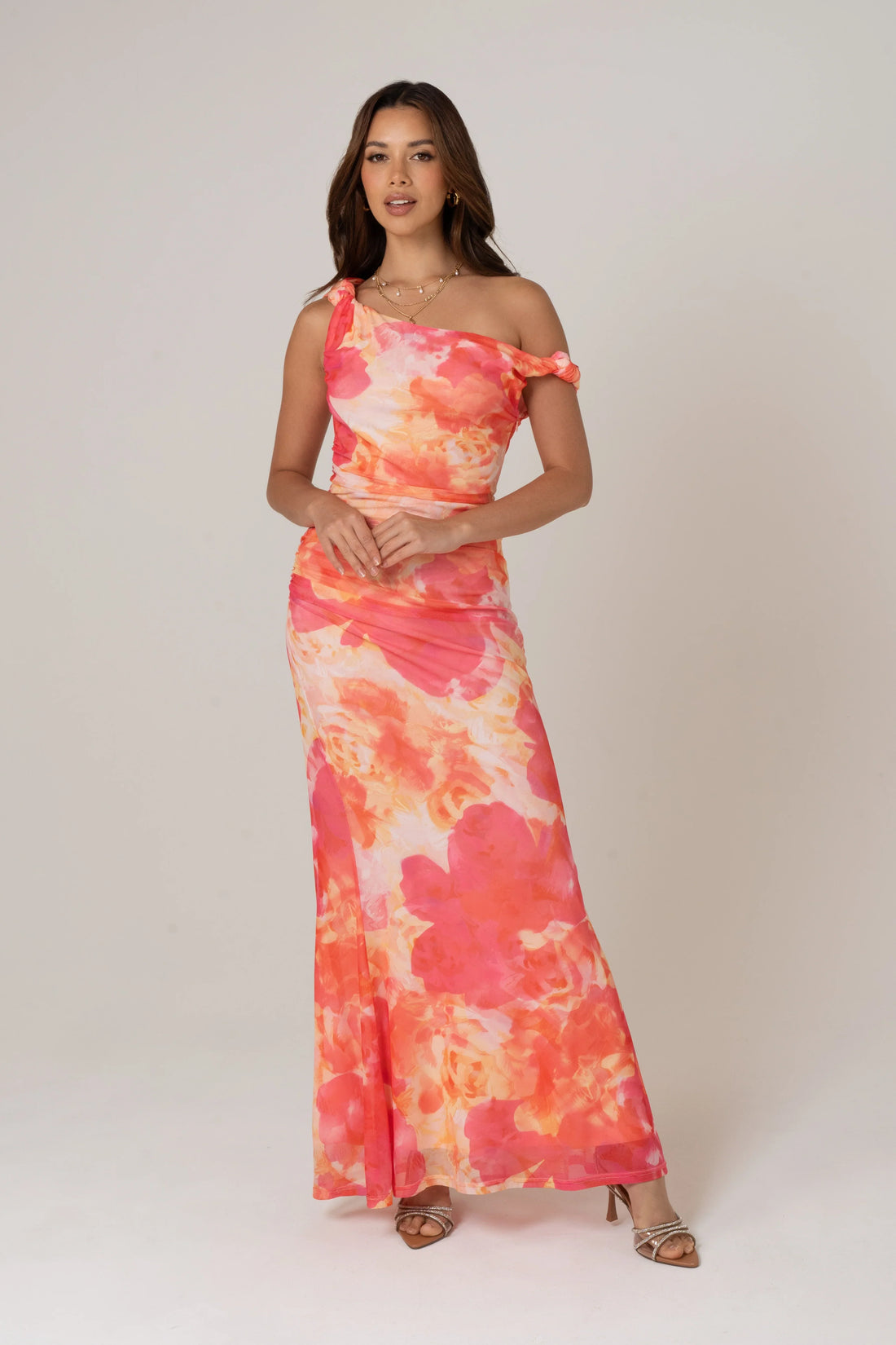 Lani Drop Shoulder Pink Maxi Dress