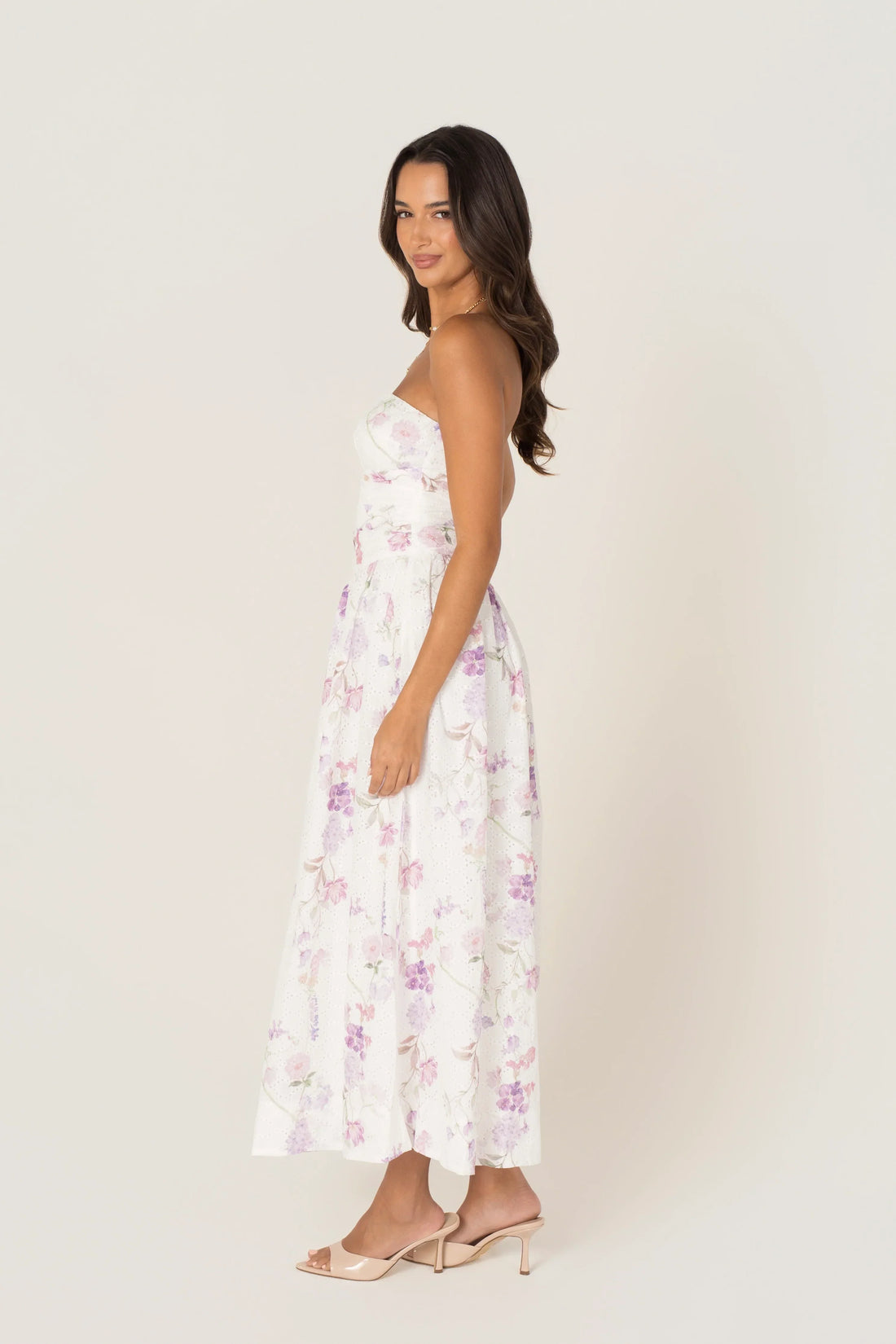 Freda White Floral Strapless Maxi Dress