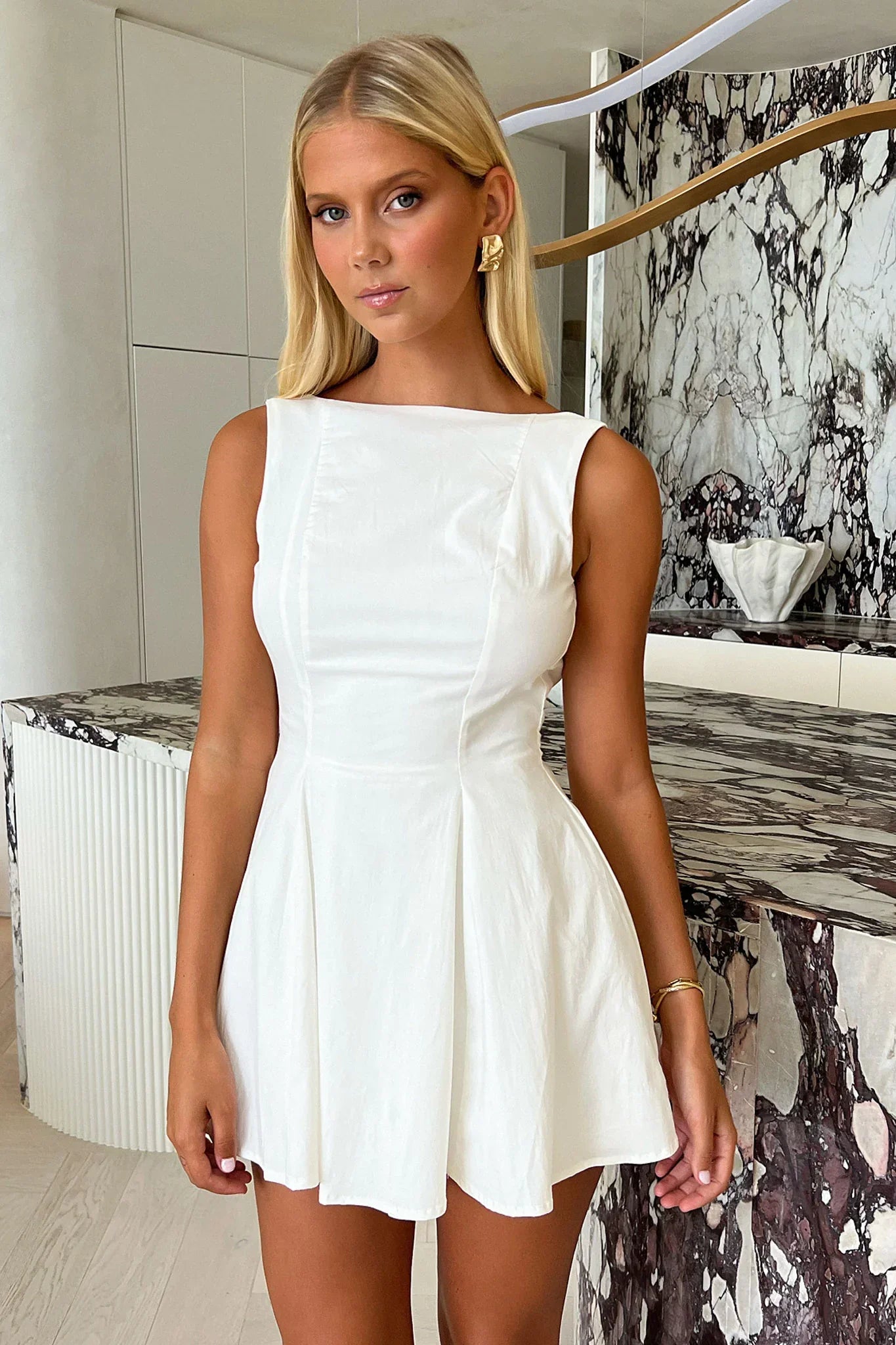 Arora Open Back Mini Dress - White