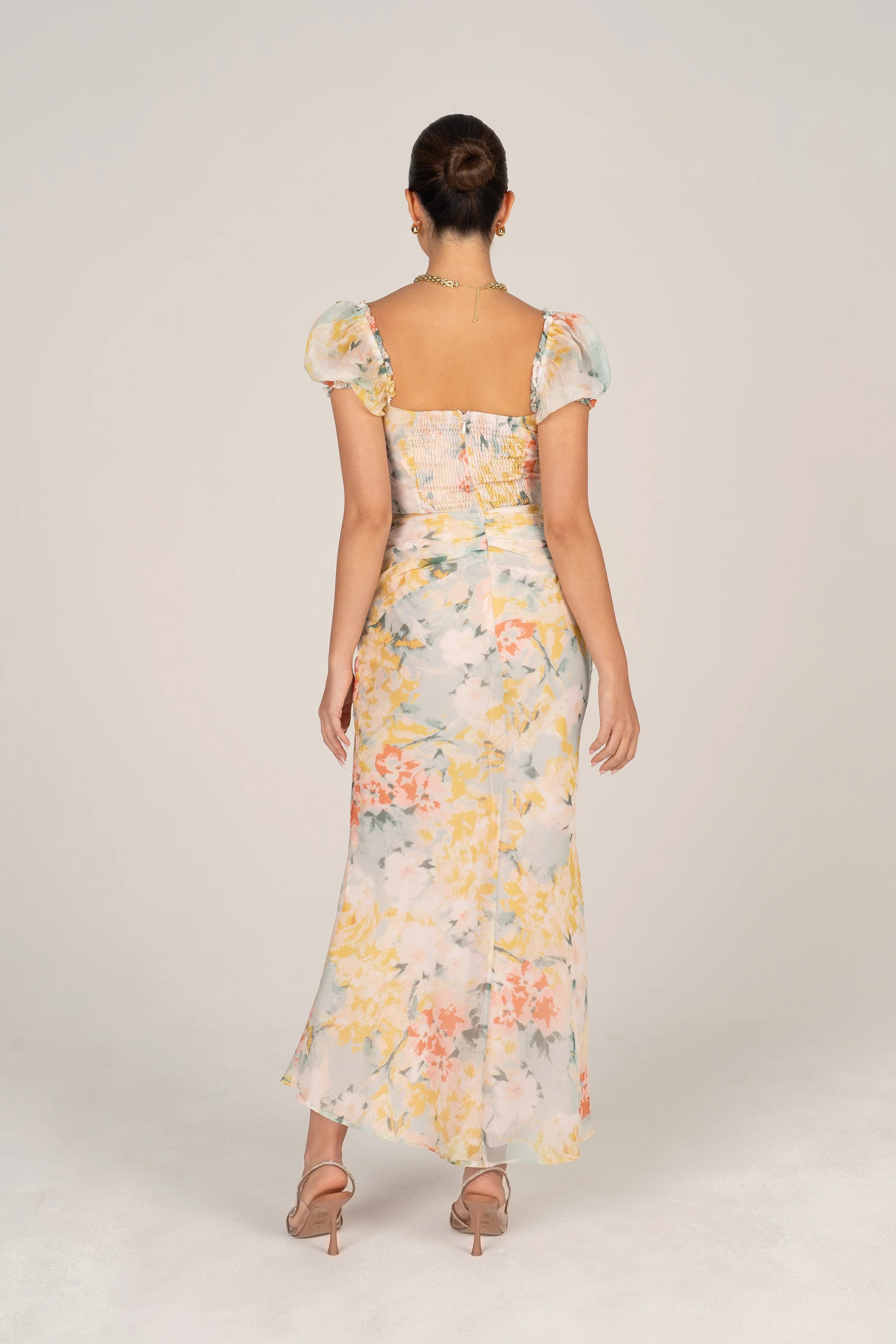 Simone Puff Sleeve Midi Dress