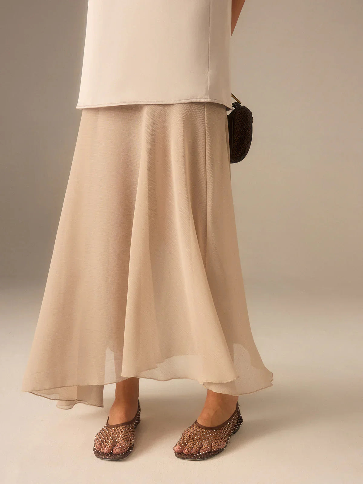 2 In 1 Semi-Sheer Chiffon Cami Maxi Dress