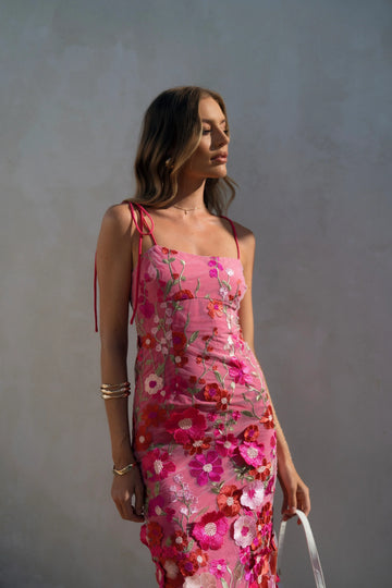 Valerie Embroidered Floral Midi Dress