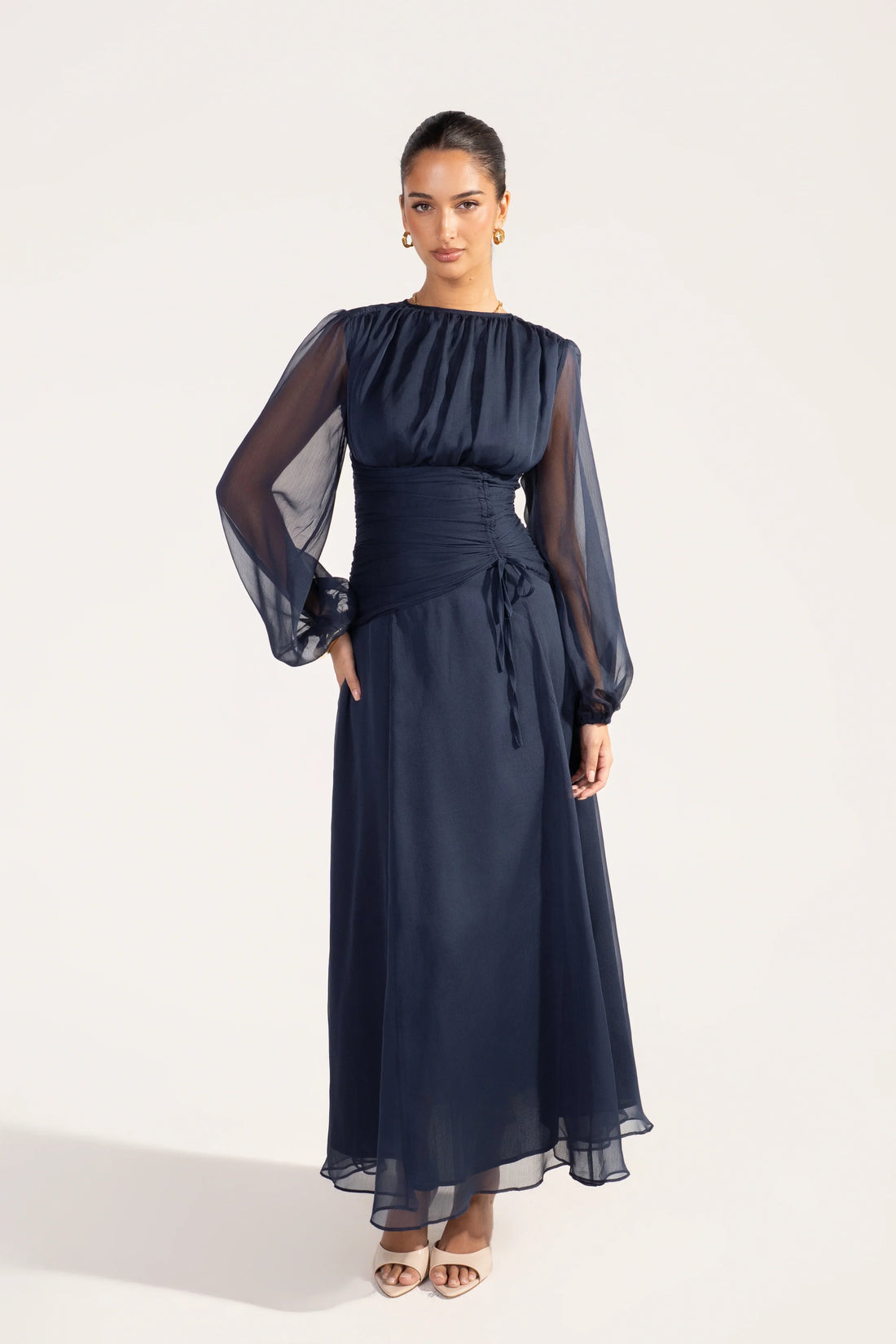 Lunara Long Sheer Sleeve Maxi Dress