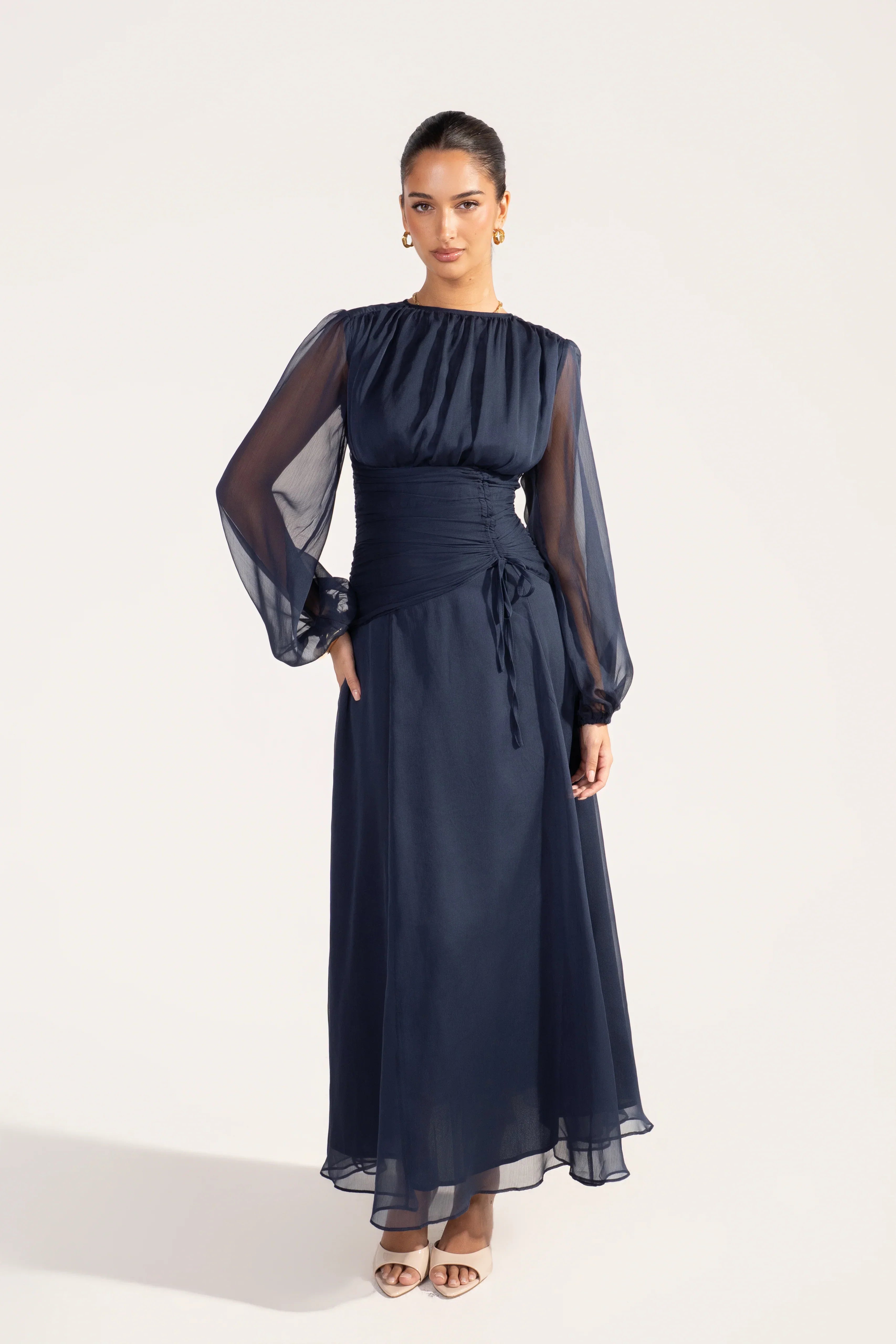 Lunara Long Sheer Sleeve Maxi Dress
