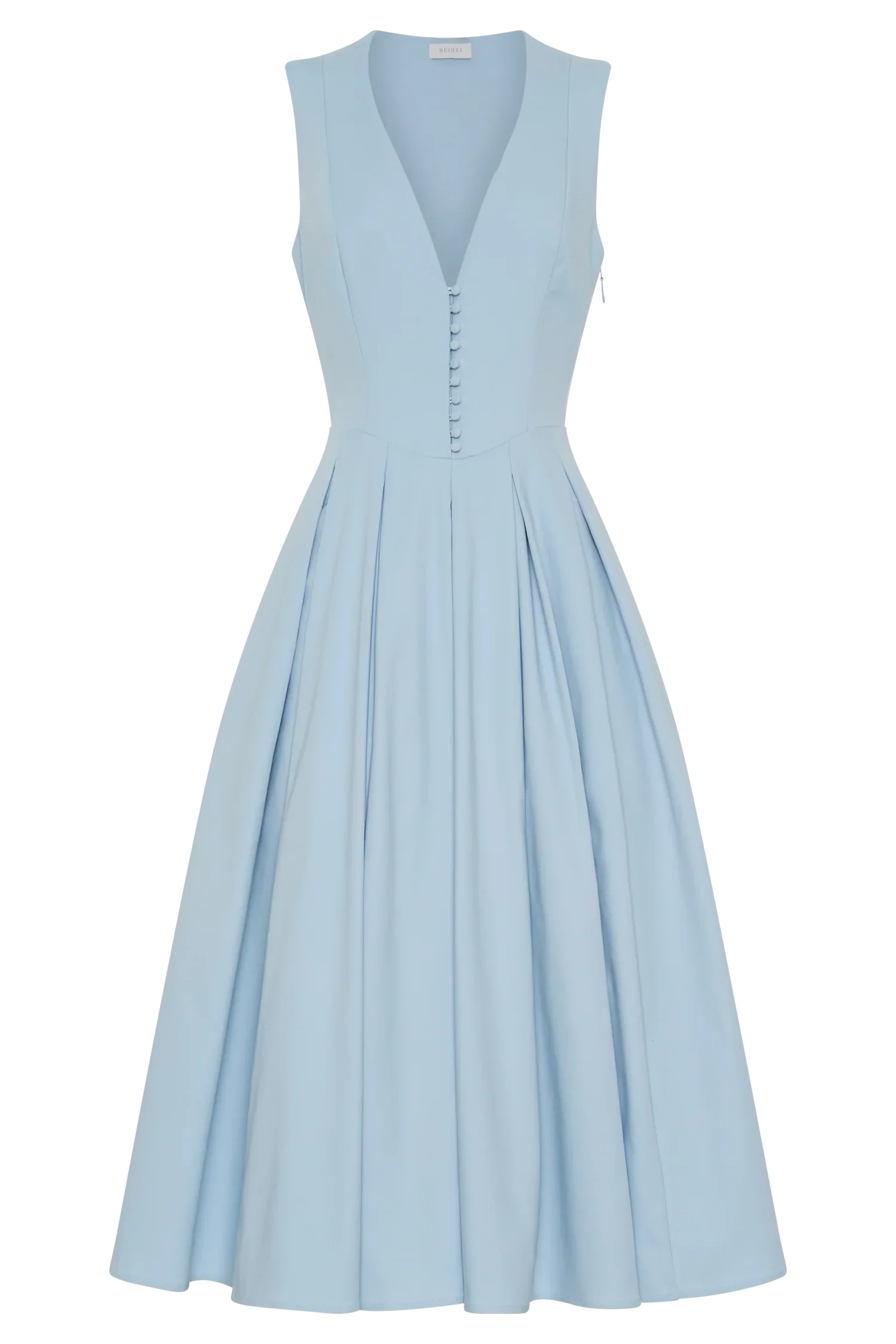 Keely Cotton Sleeveless Midi Dress - Sky Blue