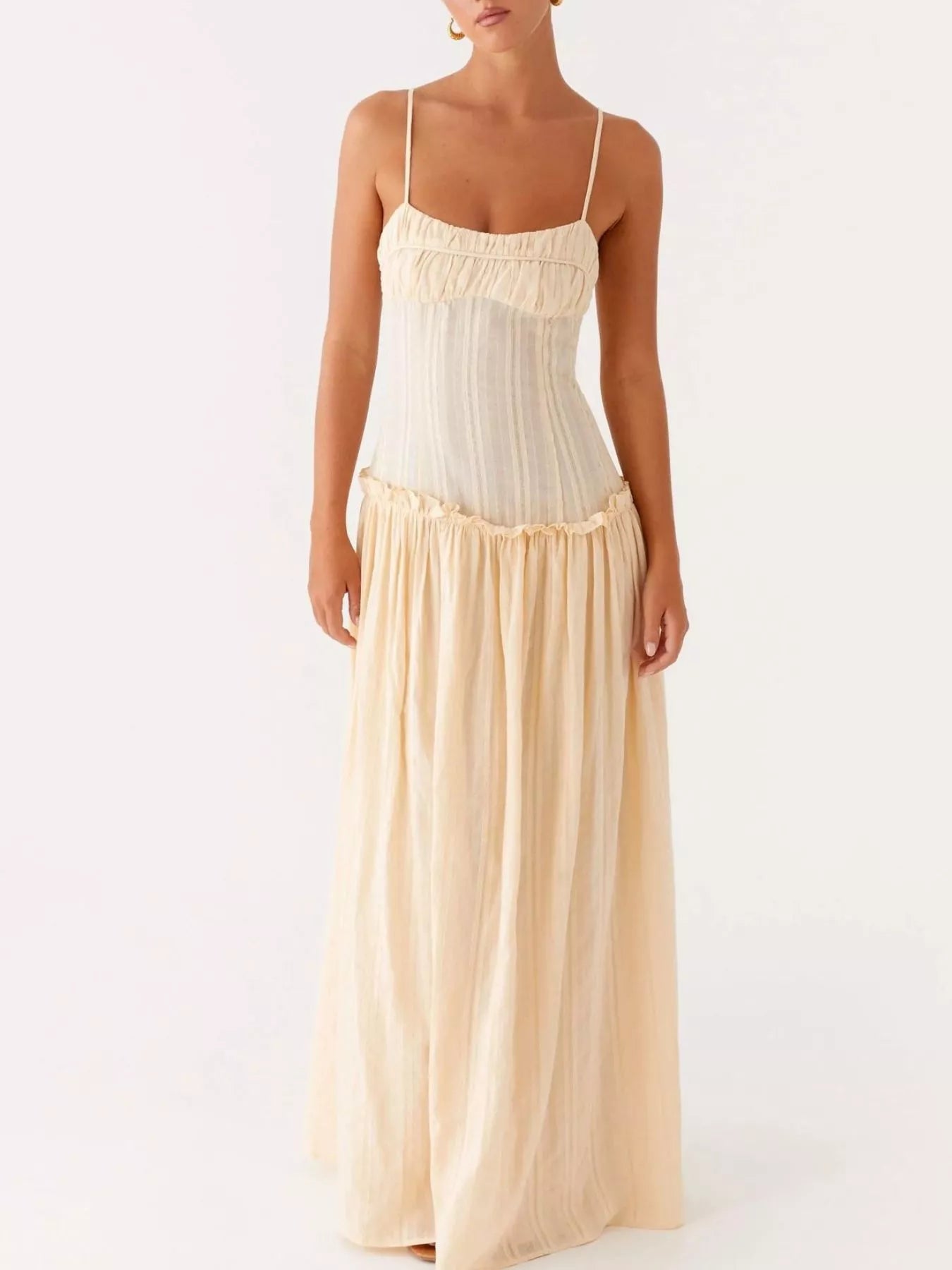 Frill Spaghetti Strap Maxi Dress