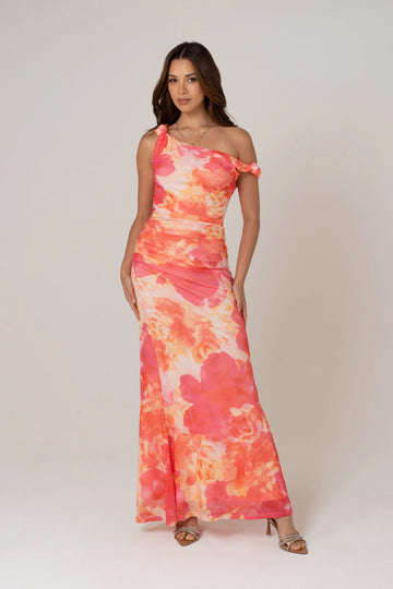 Lani Drop Shoulder Pink Maxi Dress