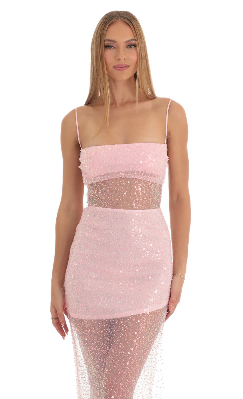 Sequin Maxi Dress in Pink