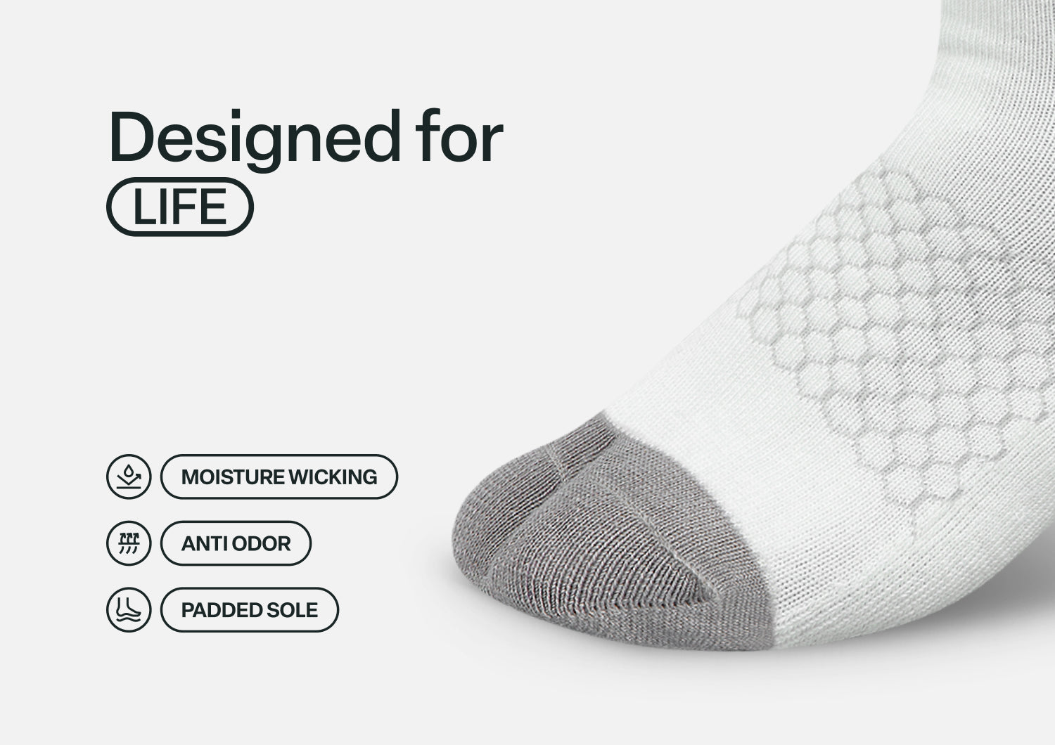 Bunion Relief, Padded Ankle Socks - White