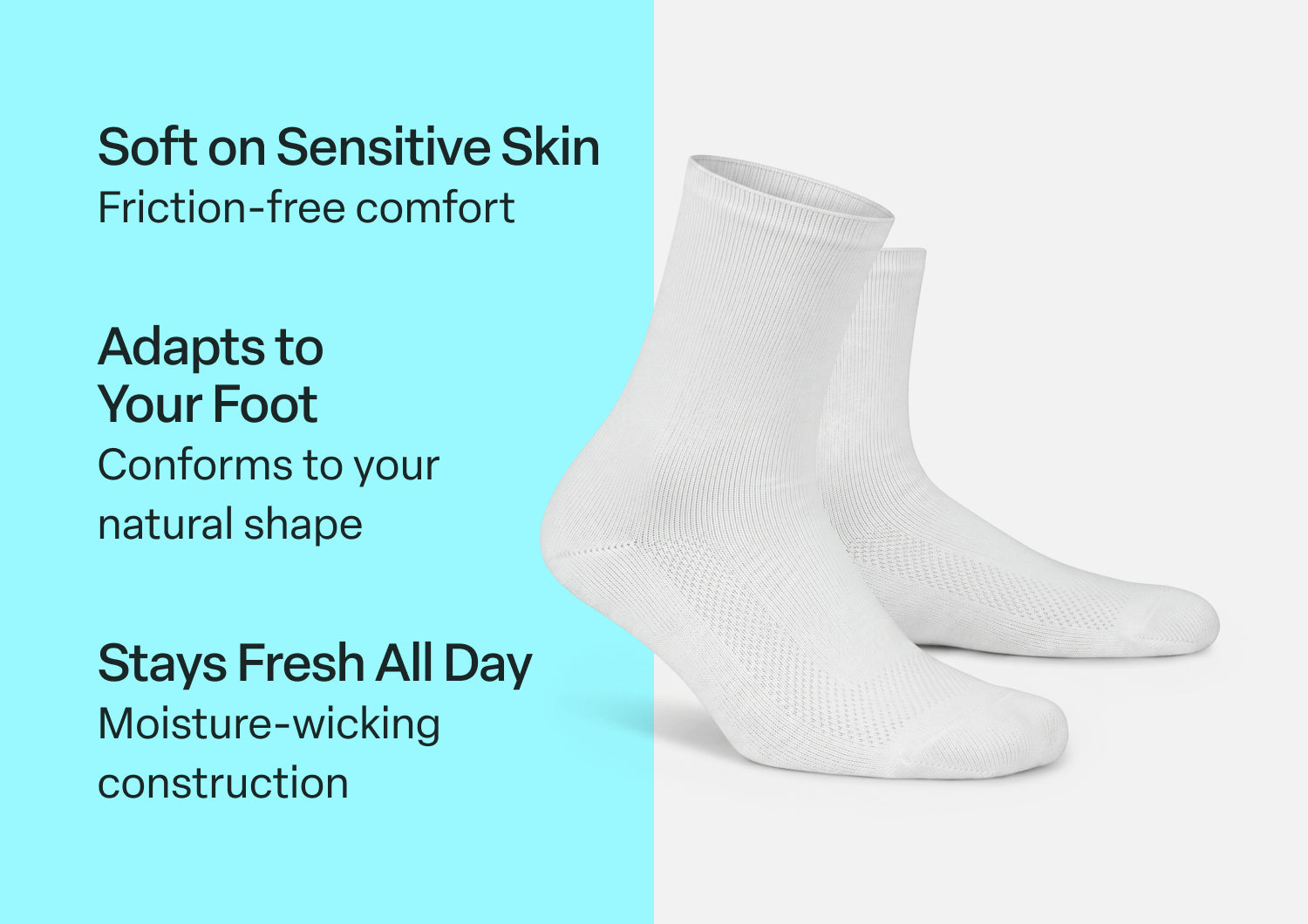 Extra Roomy Diabetic Socks (Thick) - White