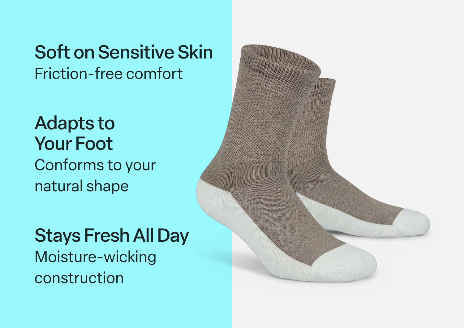 Padded Sole Diabetic Socks - Brown