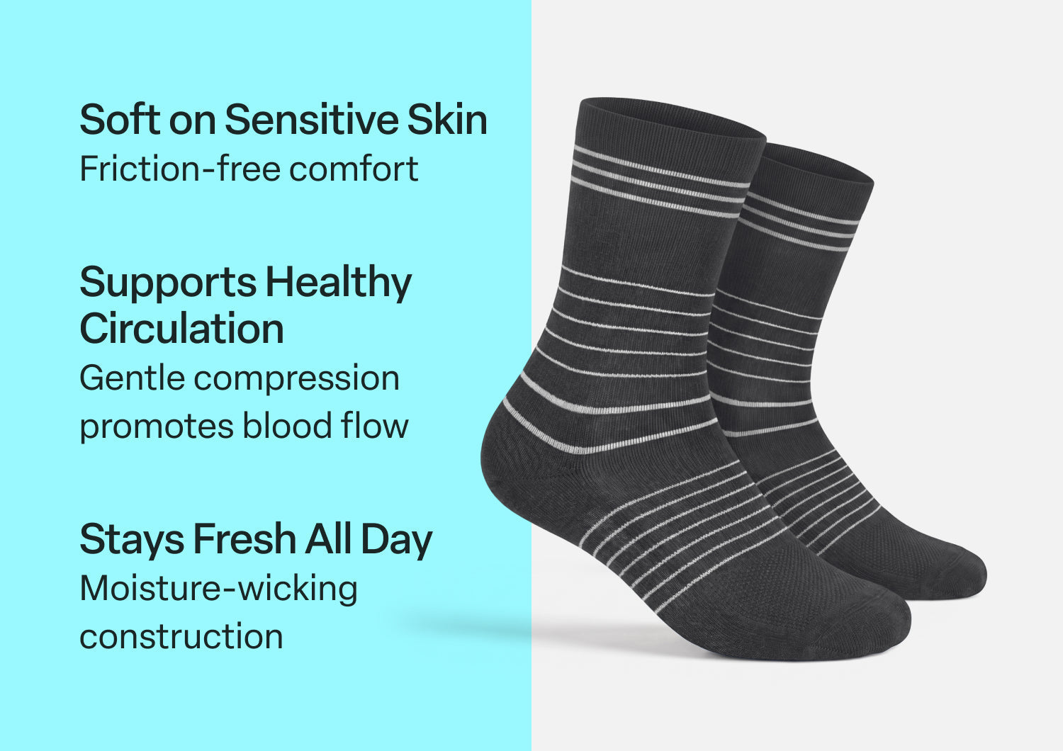 Mid-Calf Compression Socks 18-25 mmHg - Dark Gray