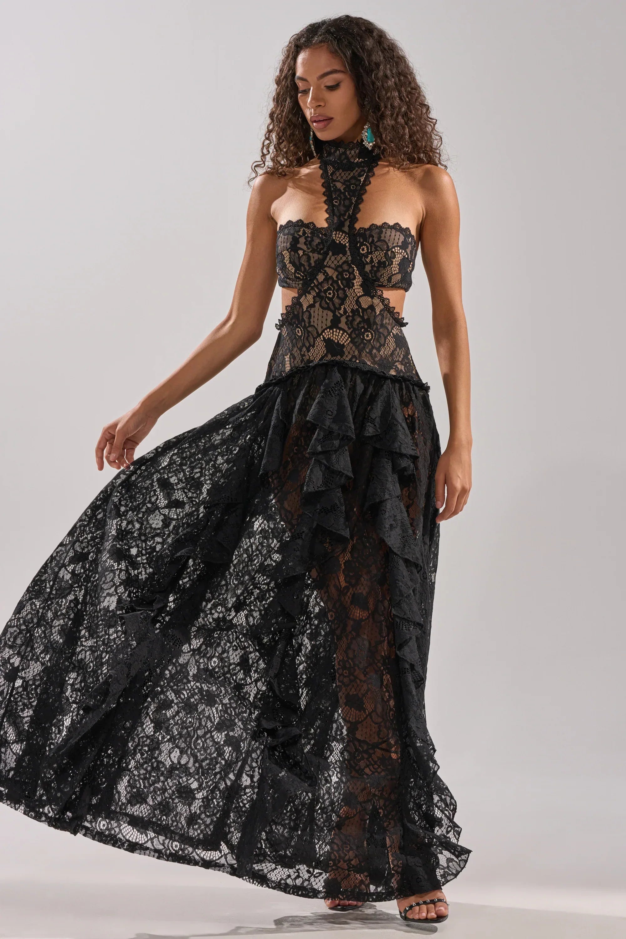 Kyla Lace Maxi Dress In Black