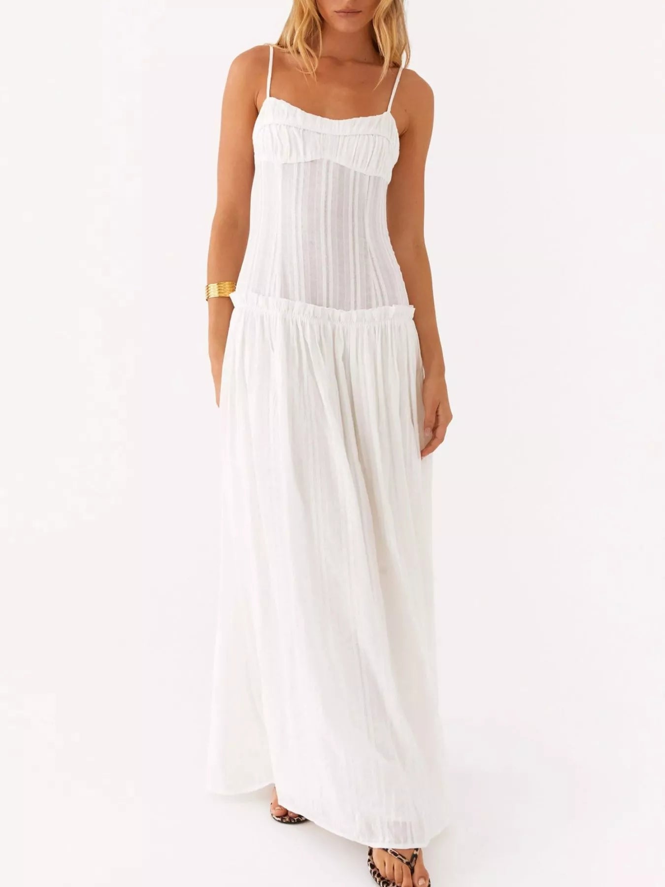 Frill Spaghetti Strap Maxi Dress