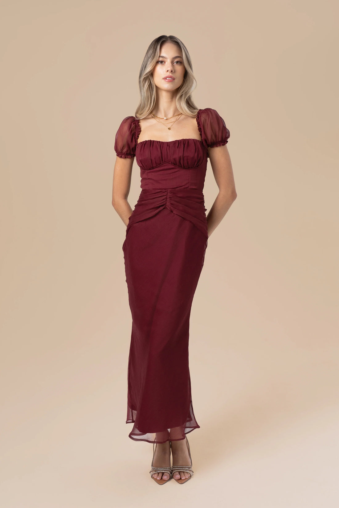 Simone Puff Sleeve Midi Dress