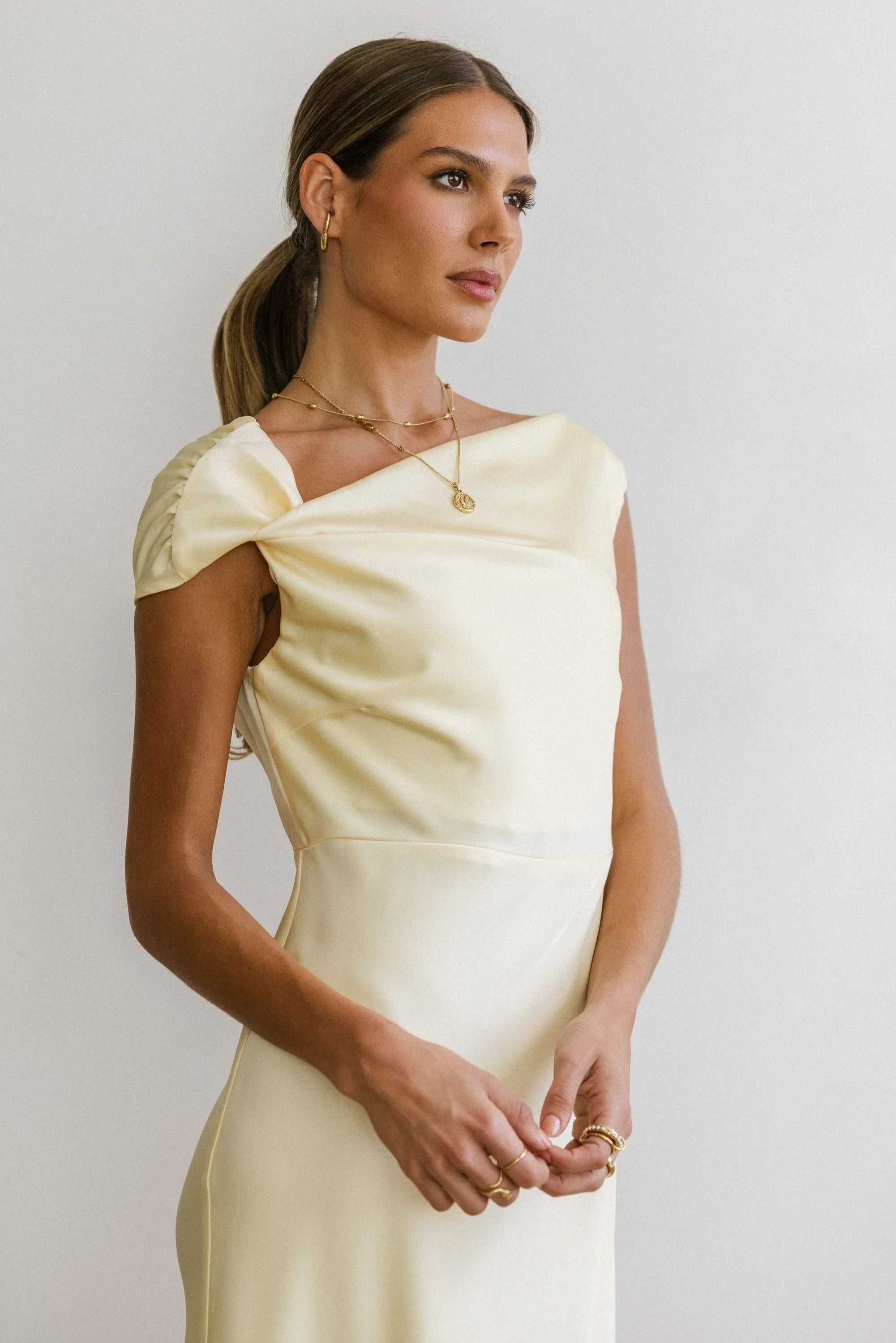 Rodney Asymmetrical Maxi Dress In Yellow