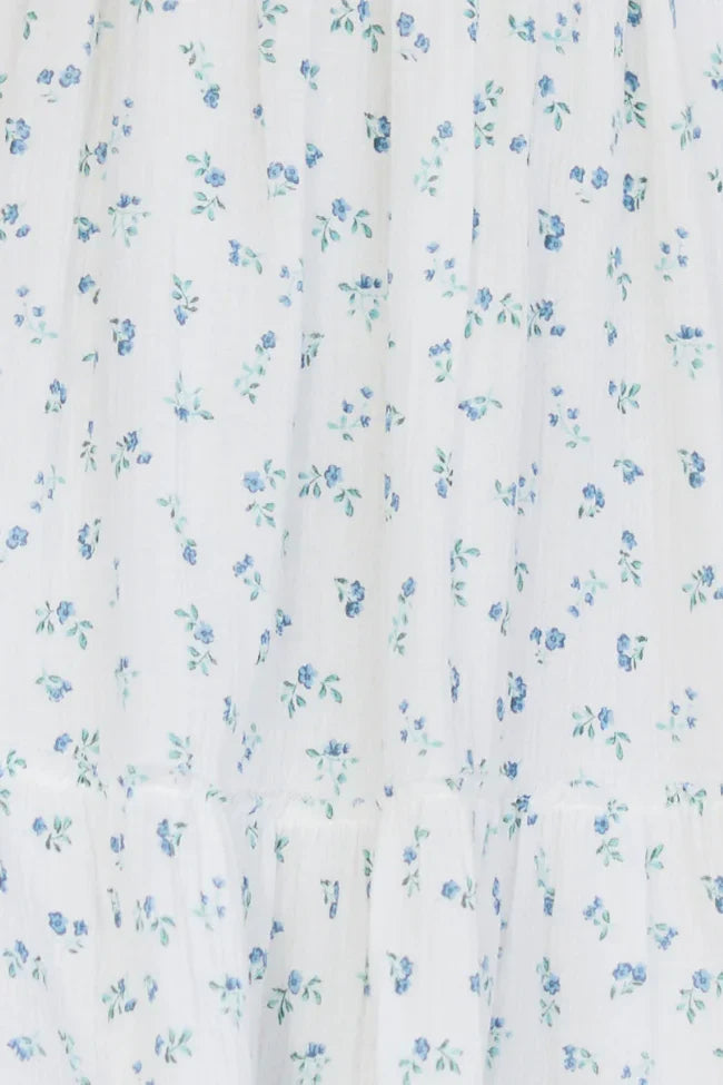 Thalia White Floral Smocked Top Maxi Dress