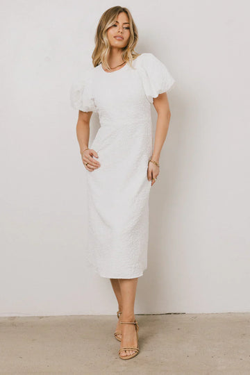 Henry Textured Midi Dress In White