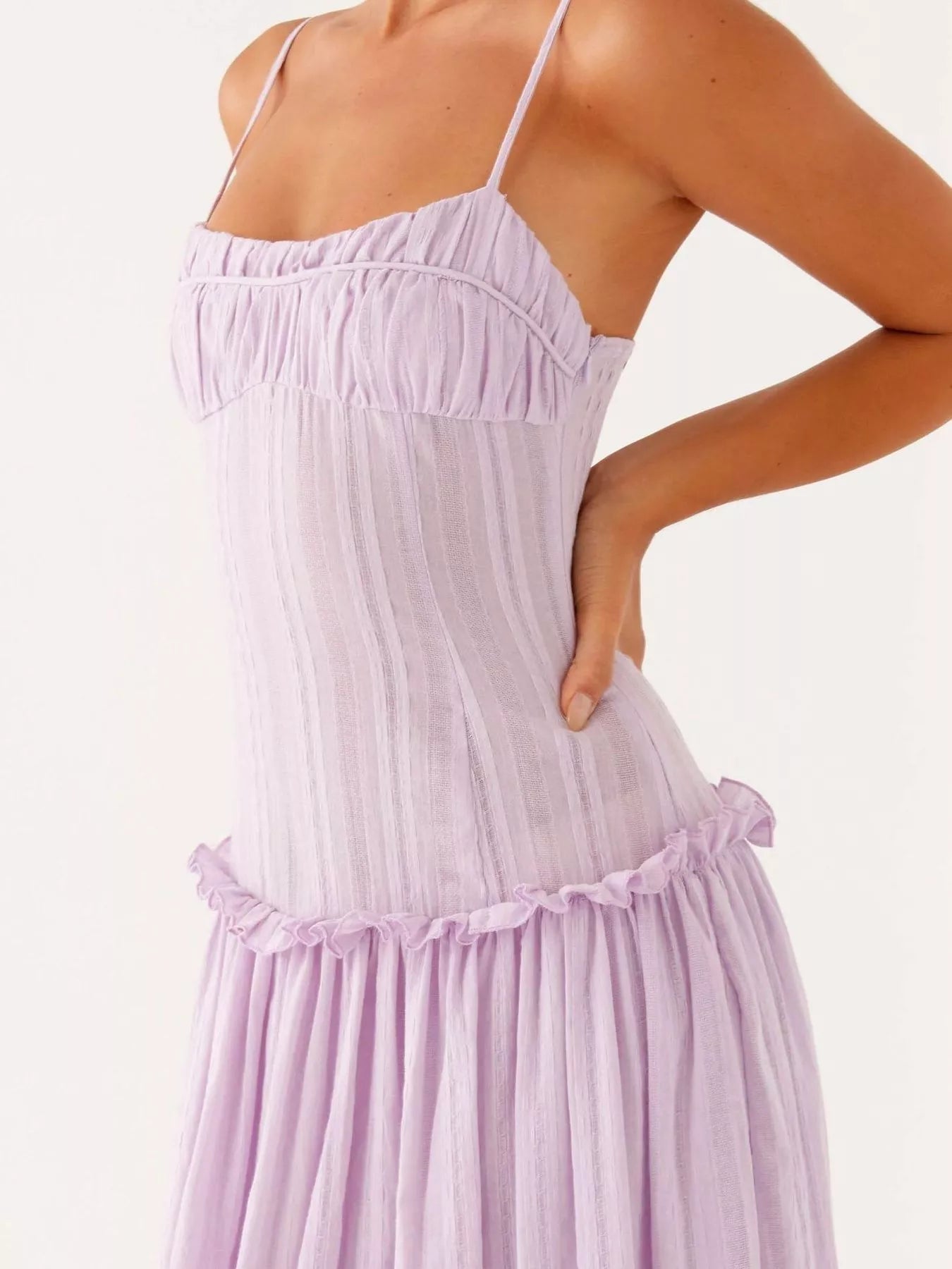 Frill Spaghetti Strap Maxi Dress