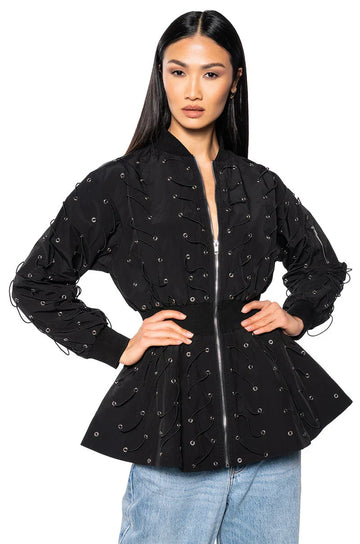 Eye Knew It Cinched Bomber Jacket