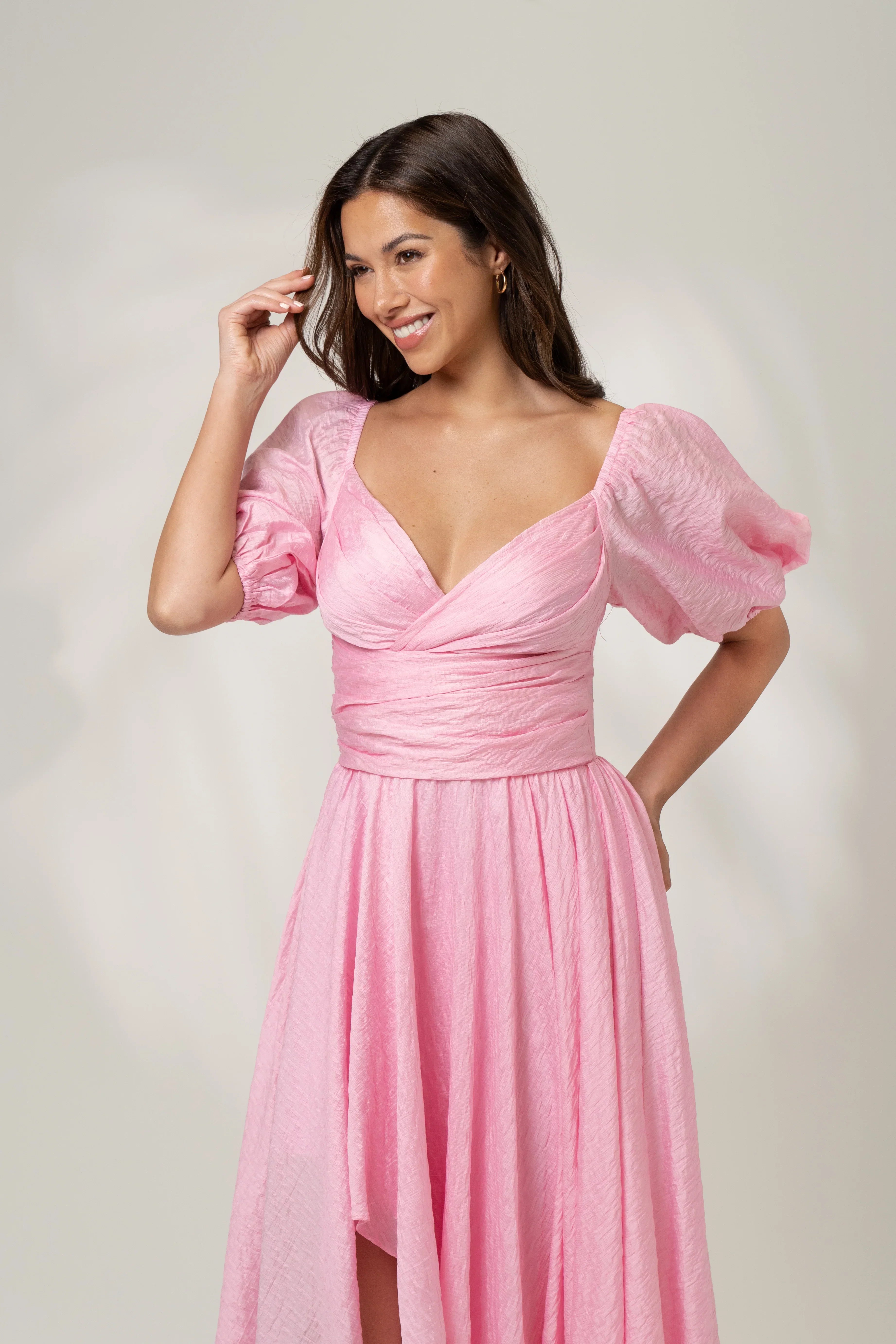 Bridget Puff Sleeve Maxi Dress With Side Slit