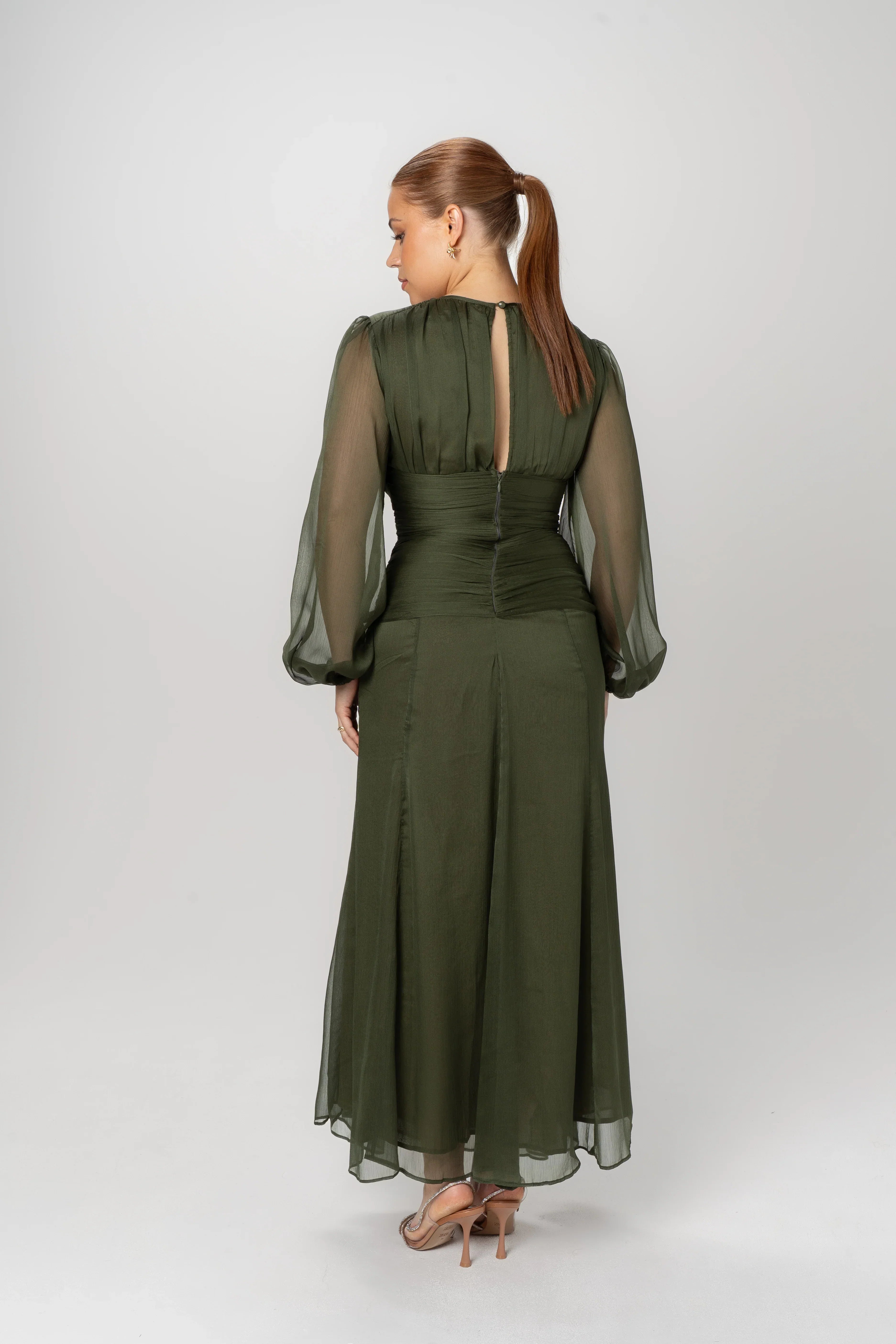 Lunara Long Sheer Sleeve Maxi Dress