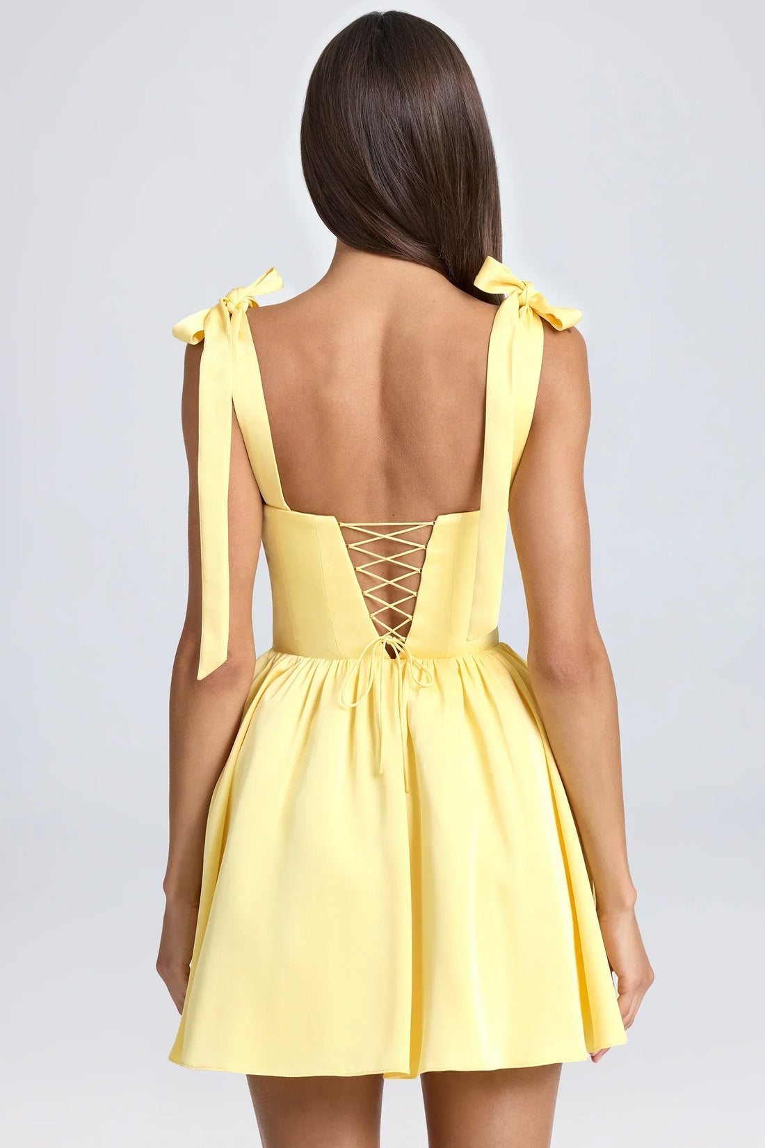 Draped Corset Mini Dress In Lemon Sherbet