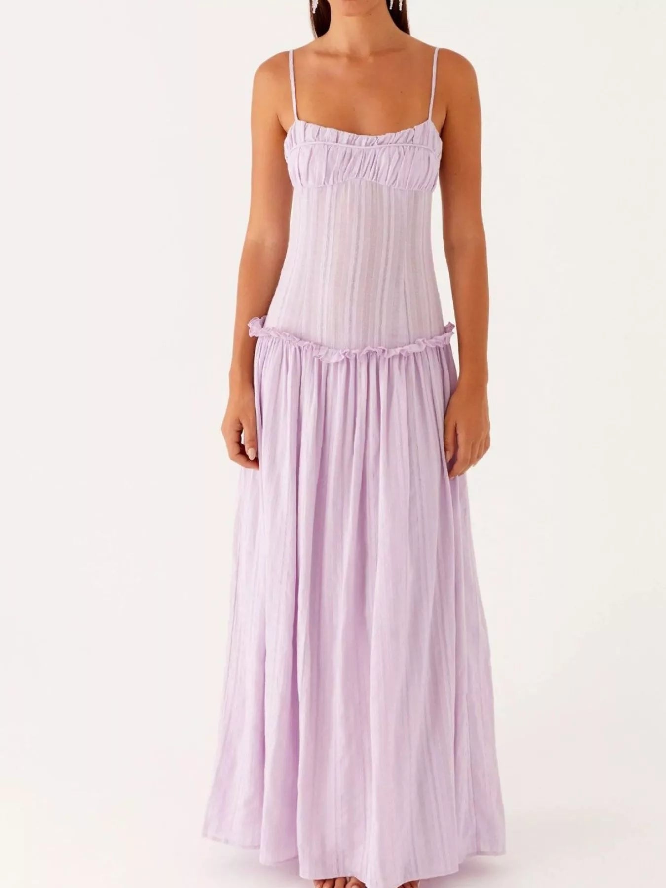 Frill Spaghetti Strap Maxi Dress