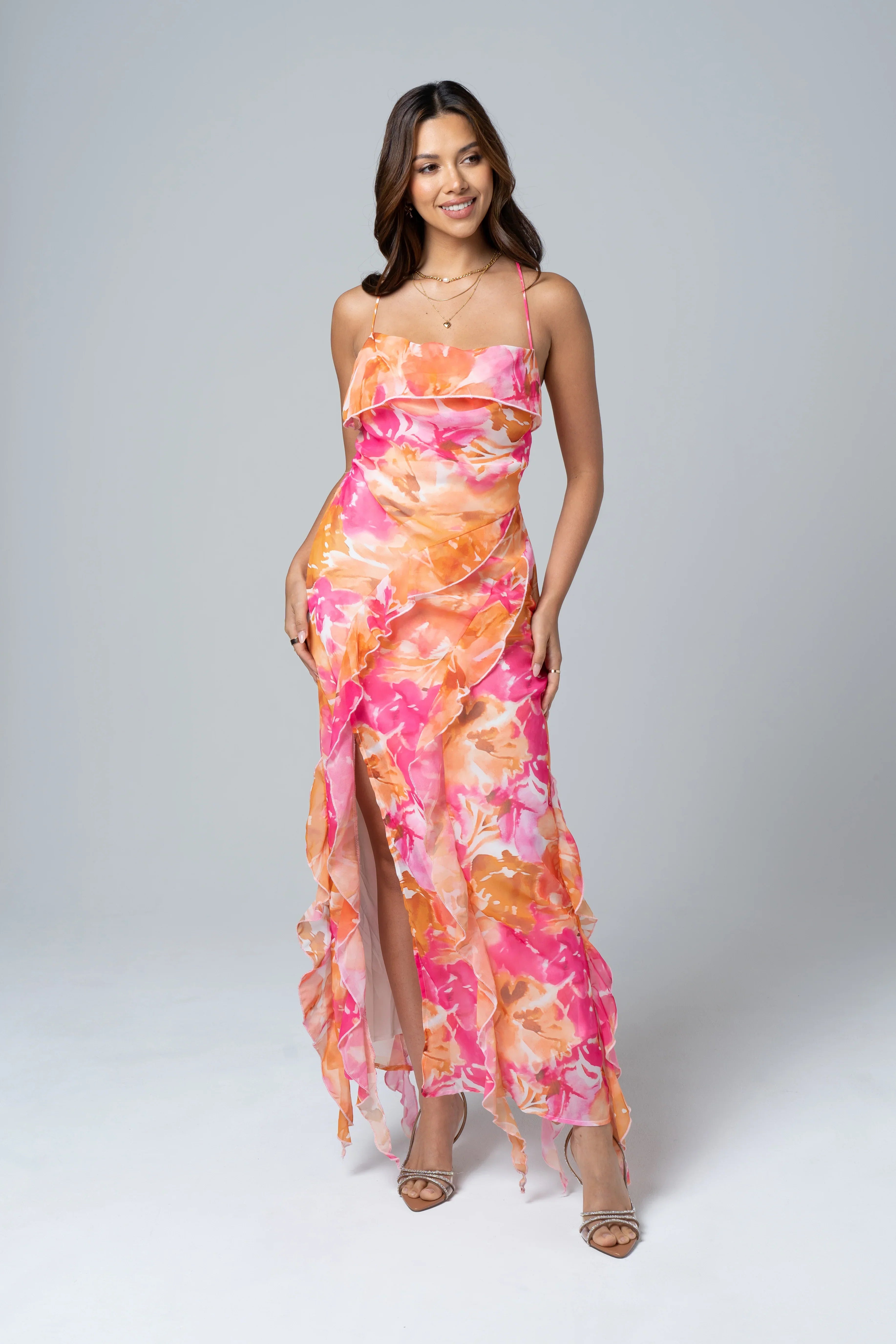 Charlene Criss Cross Back Maxi Dress