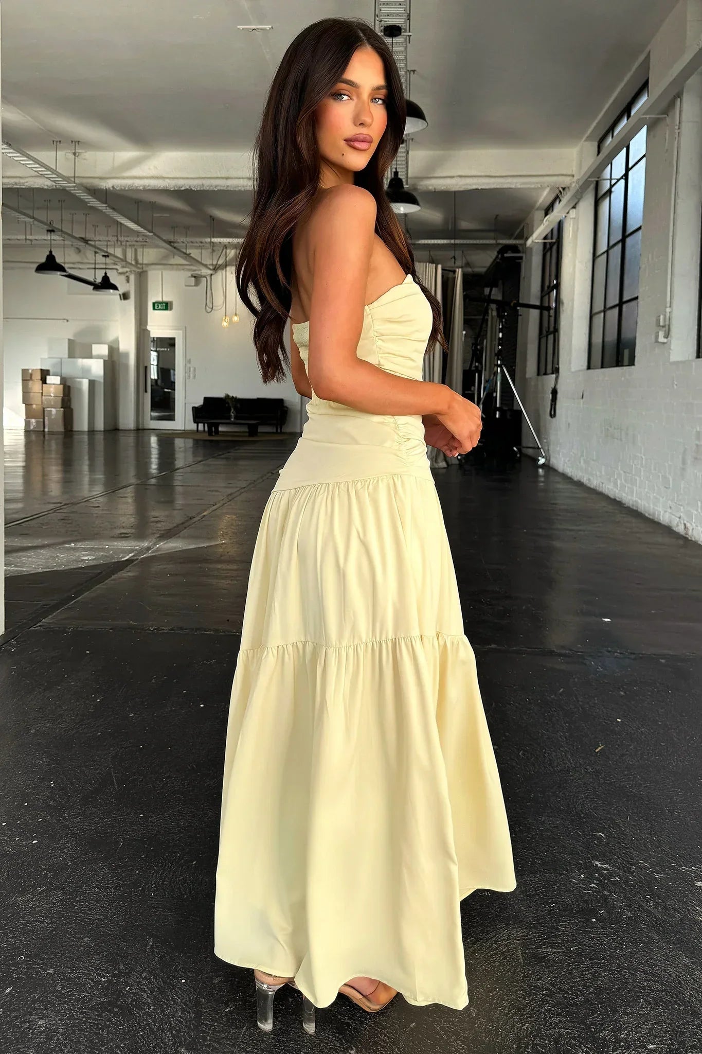 Charlotte Strapless Maxi Dress - Yellow