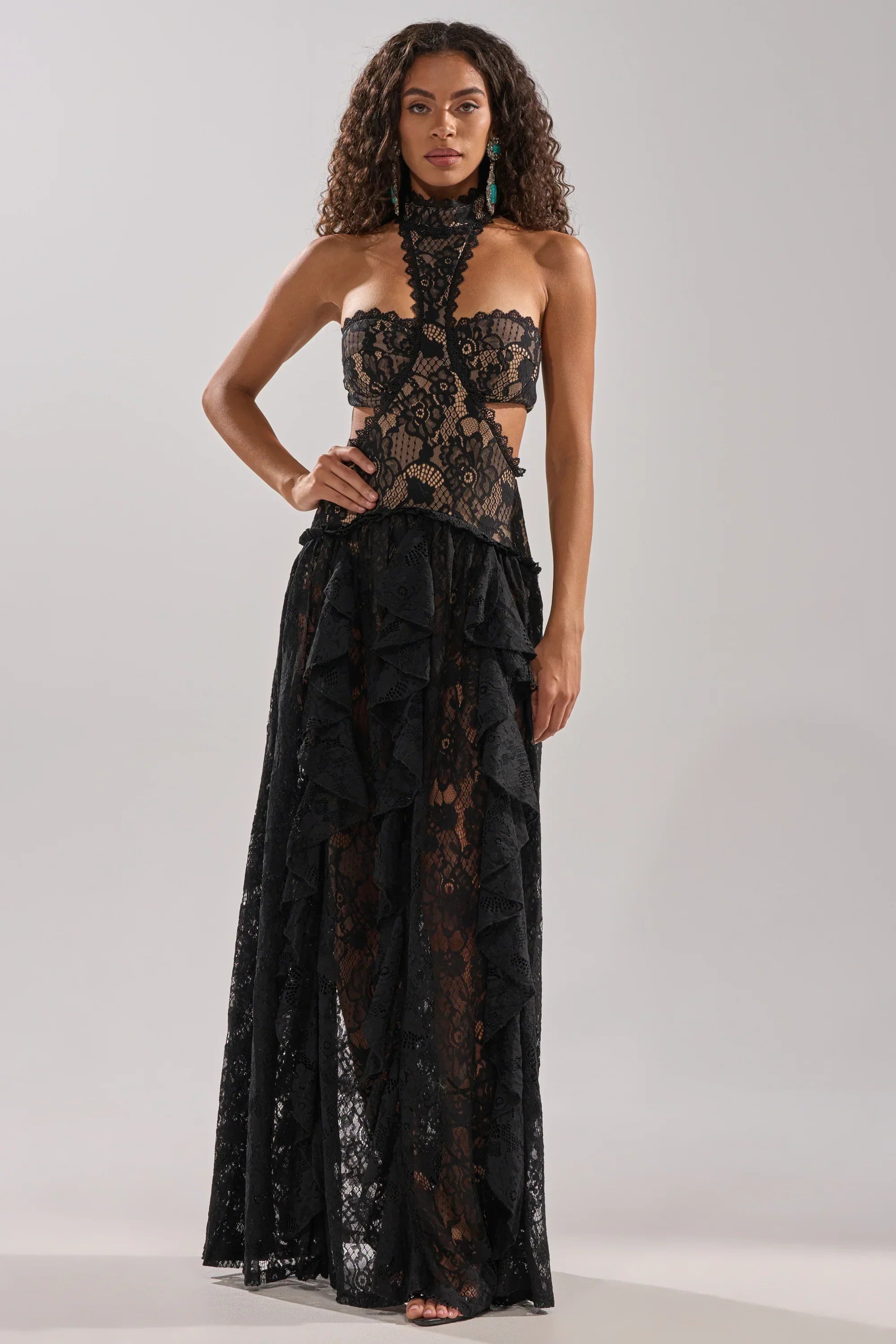 Kyla Lace Maxi Dress In Black