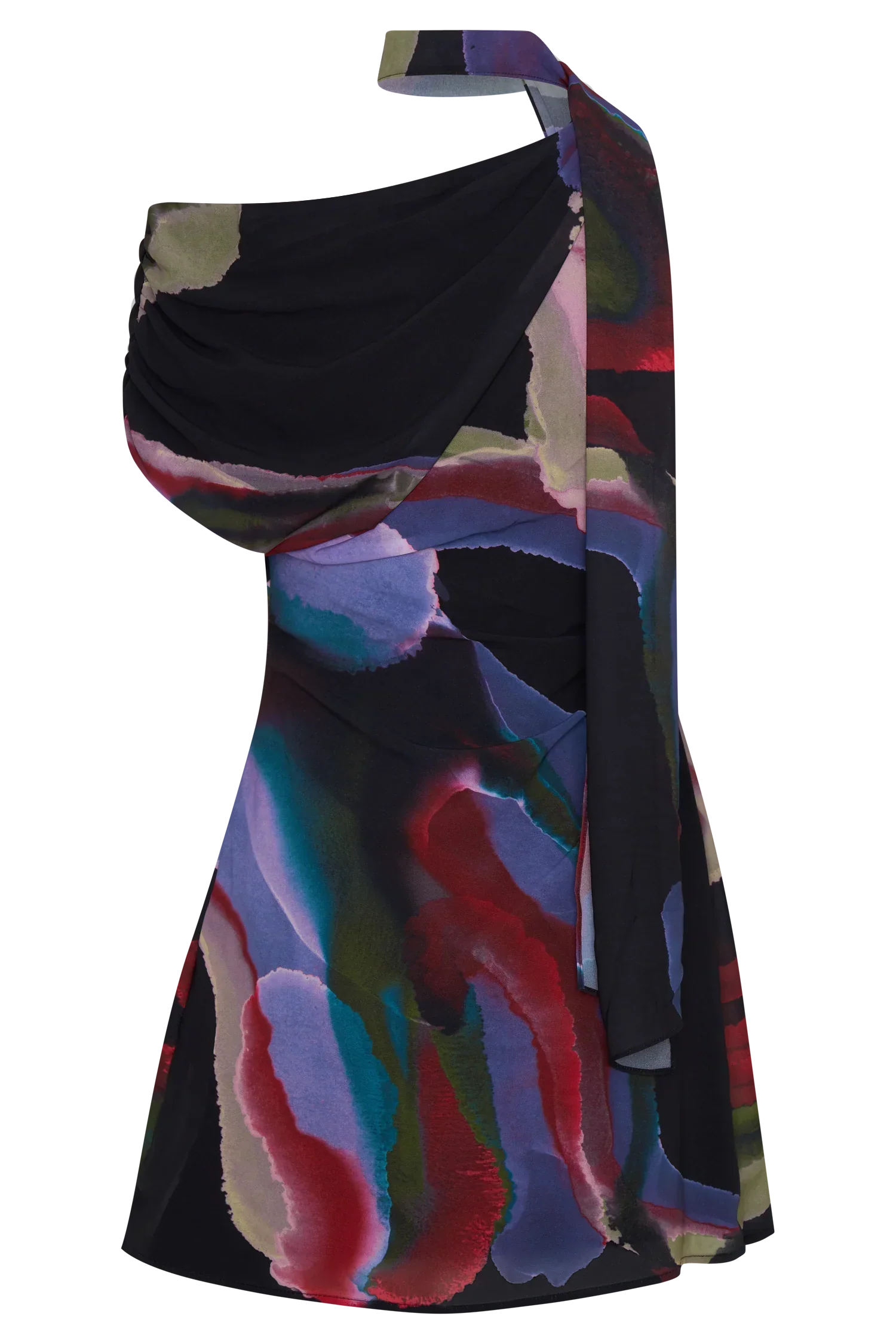 Daisie Chiffon Mini Dress - Multi Fluid Reverie Print