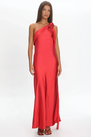Starfall Rosette Maxi Dress Red