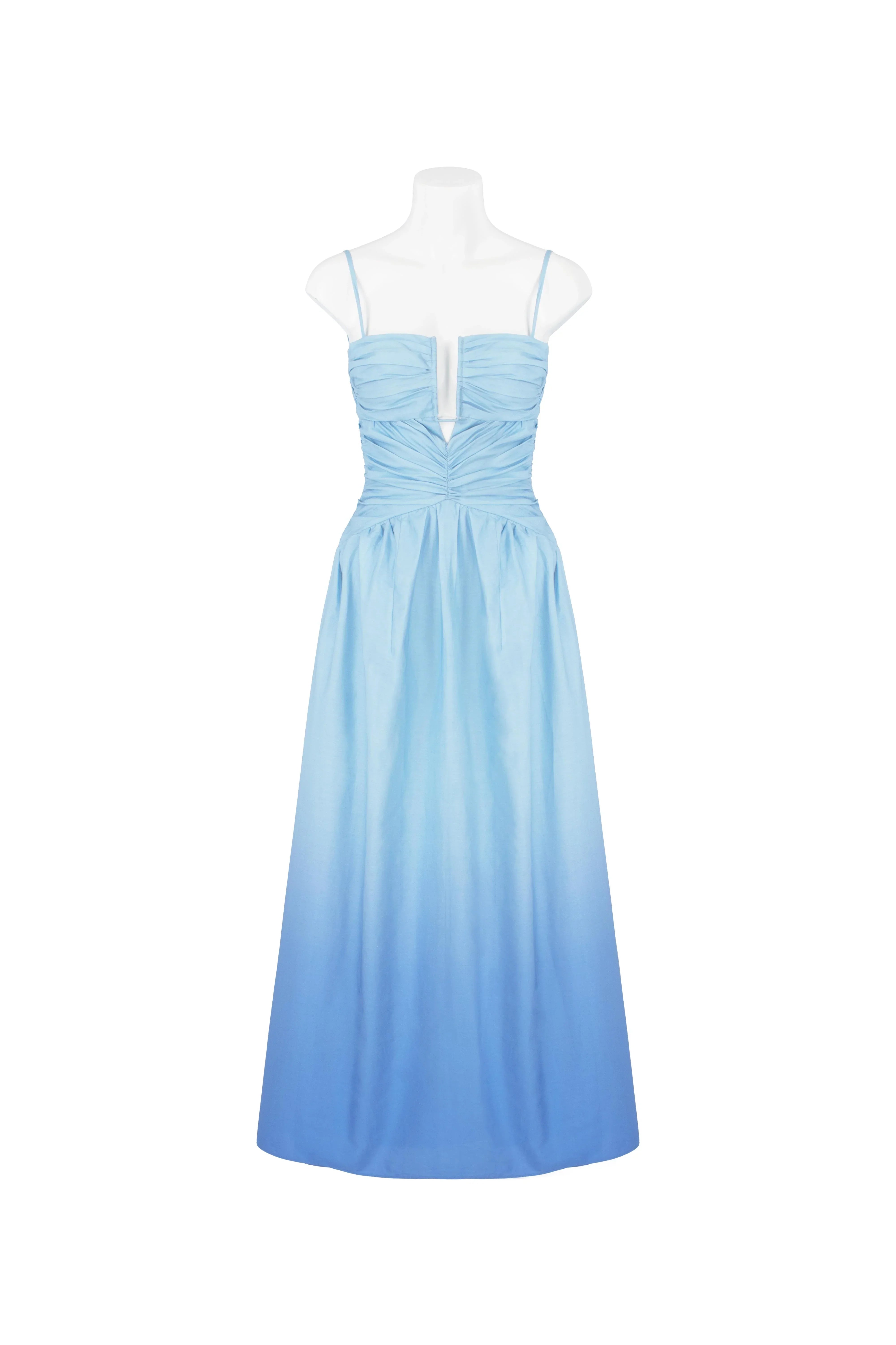 Summer-Sky Blue Gradient Maxi Dress