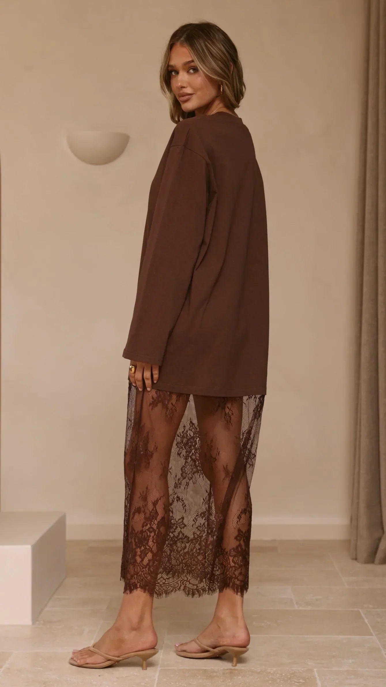 Kailey Lace Maxi Dress - Brown